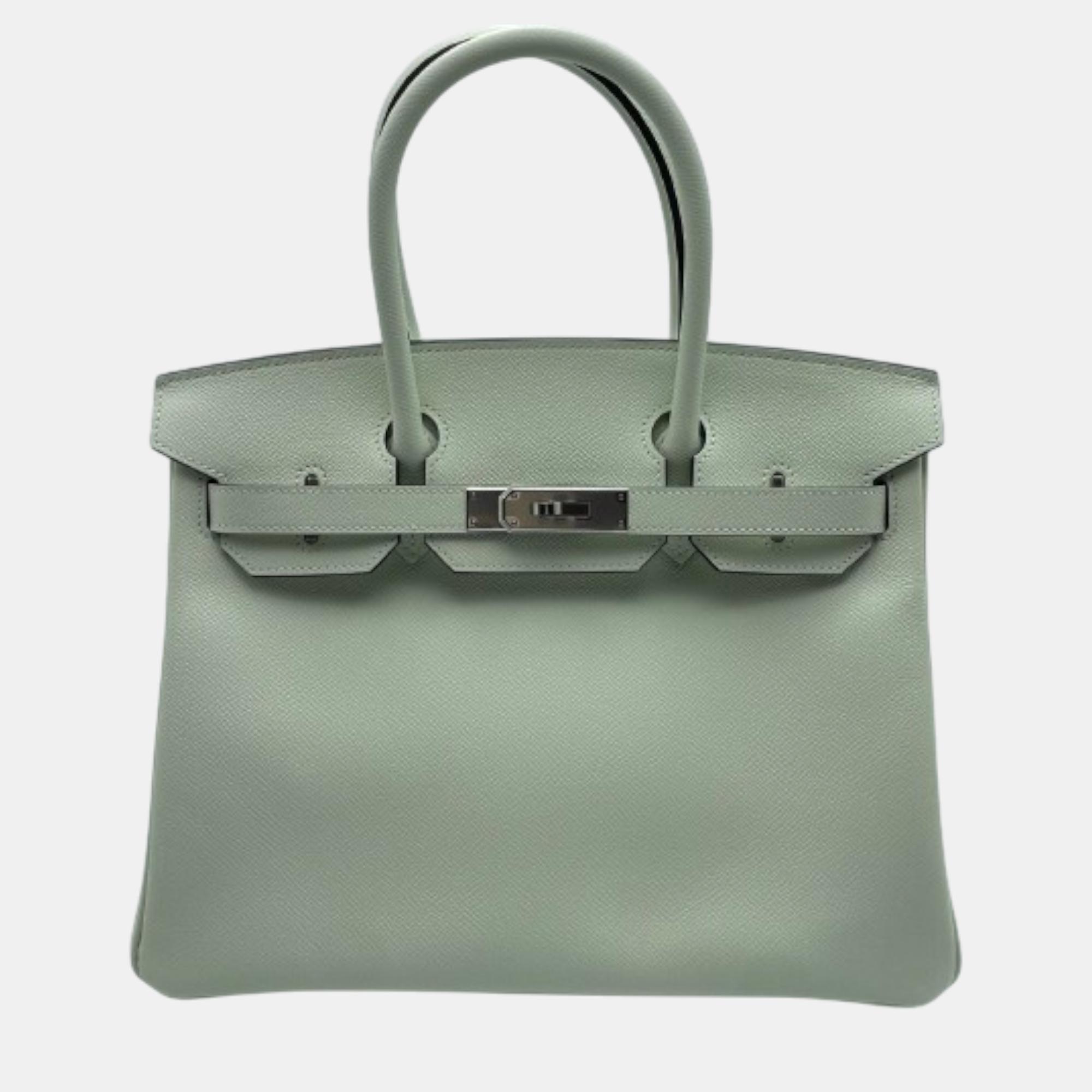 

Hermes Vert Fizz Veau Epsom Leather Birkin 30 Bag, Green