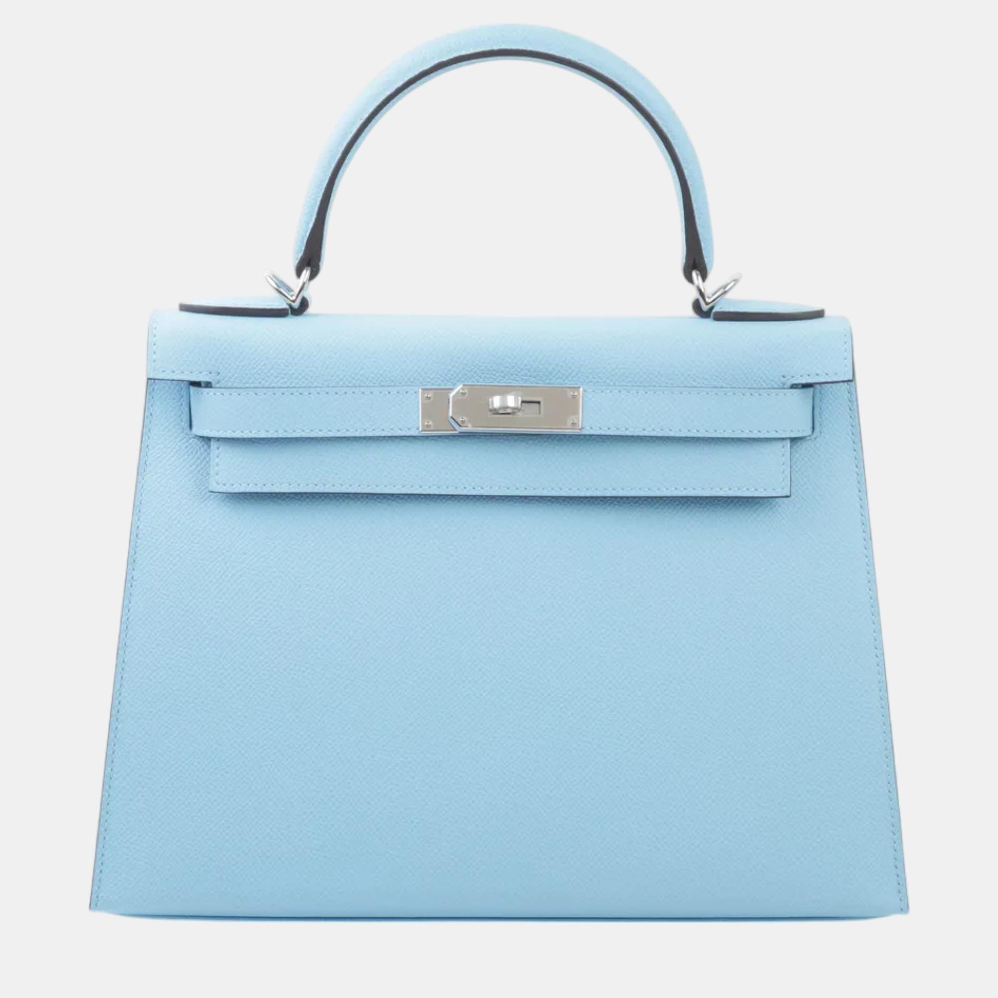 

Hermes Celeste Epsom Leather Kelly 28 Bag, Blue