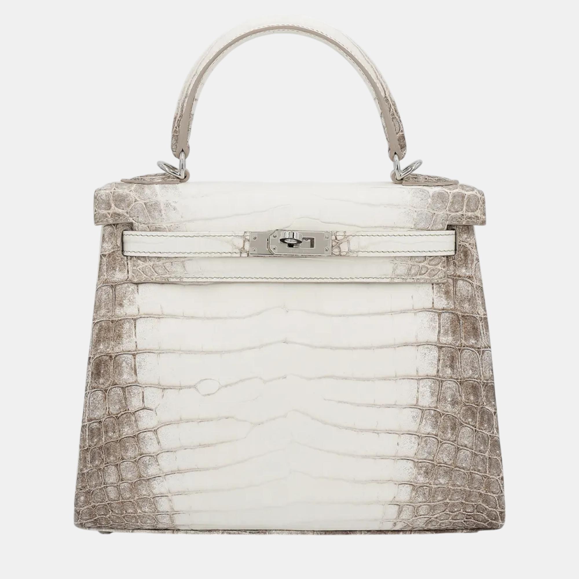 

Hermes Himalaya Matte Niloticus Crocodile Leather Kelly 25 Bag, White