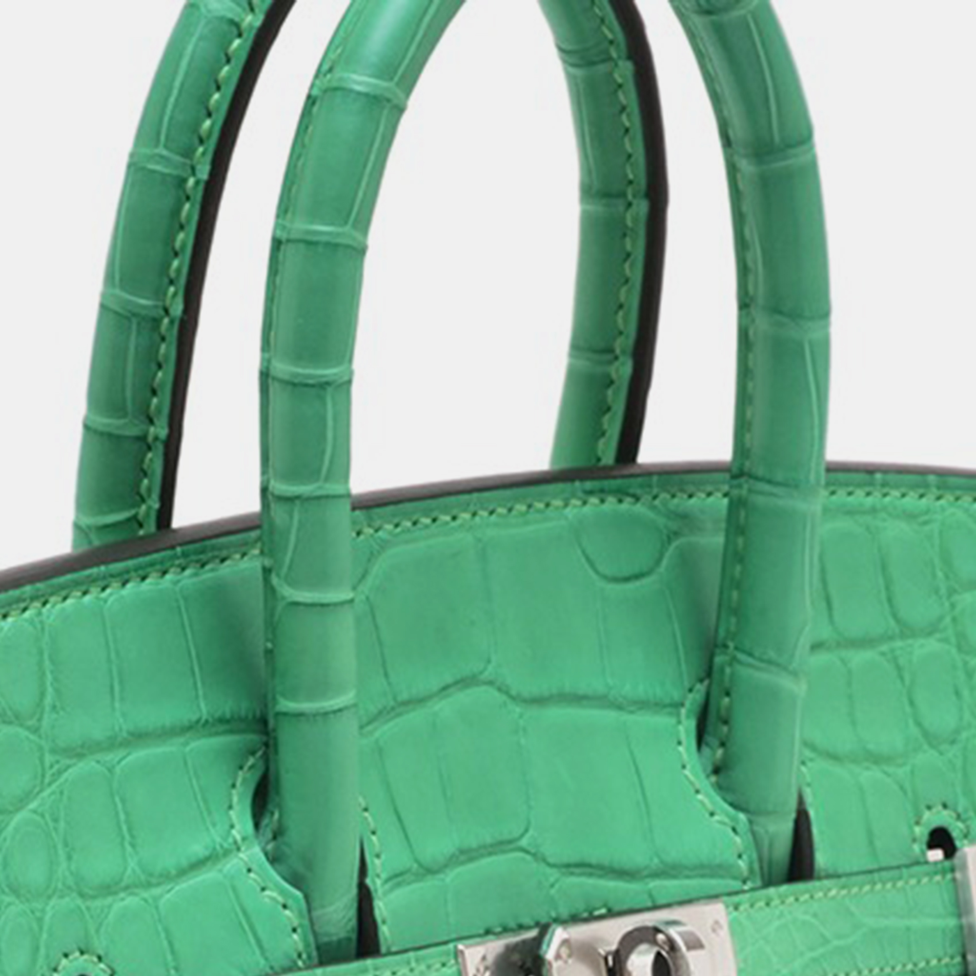 Hermes Vert Comics Togo Leather/Matte Alligator Crocodile Skin Birkin 25 Bag 4