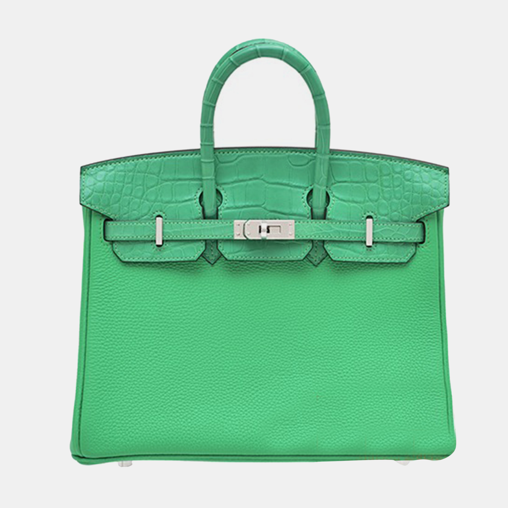 

Hermes Vert Comics Togo Leather/Matt Alligator Crocodile Skin Birkin 25 Bag, Green