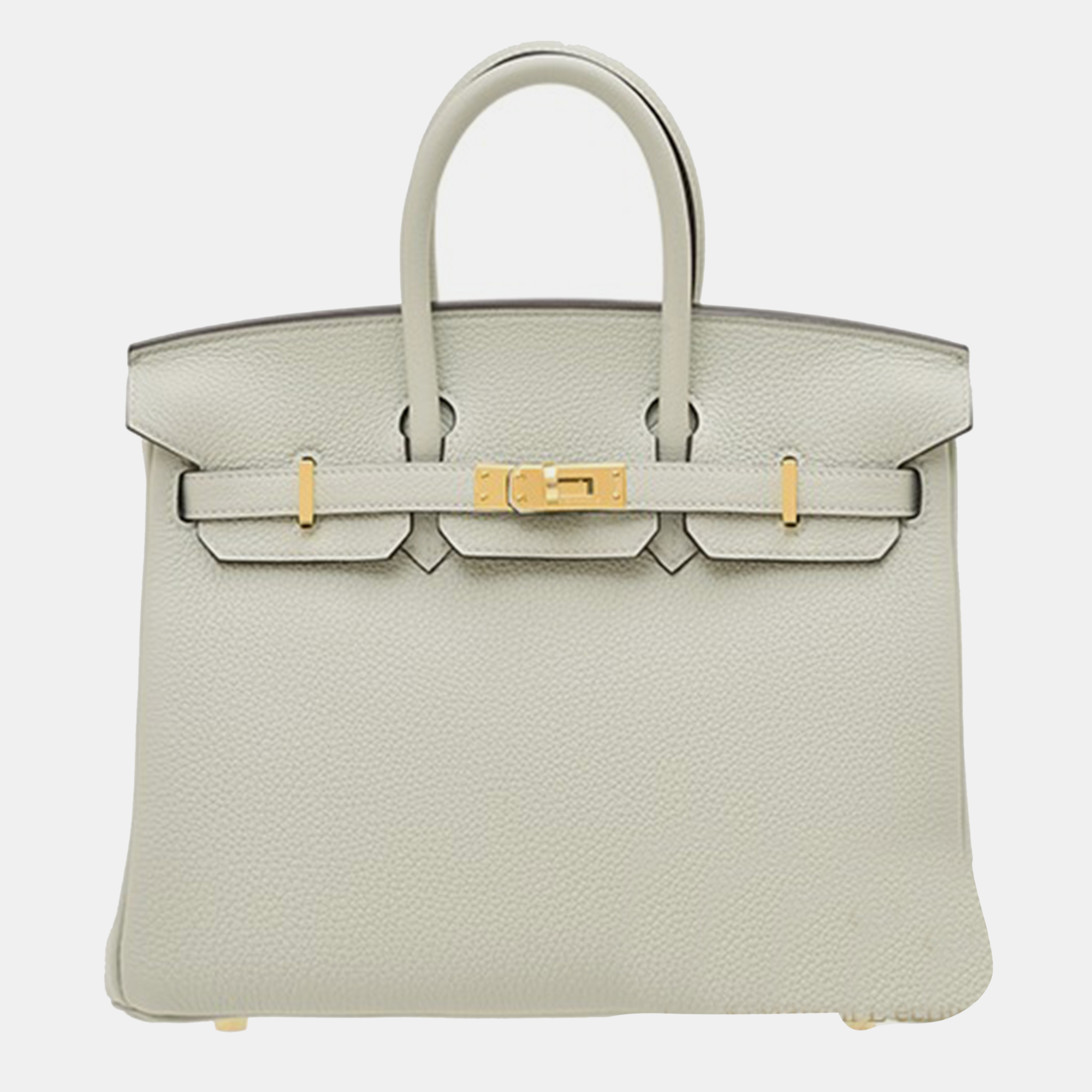 

Hermes Gris Neve Togo Leather Birkin 25 Bag, Green