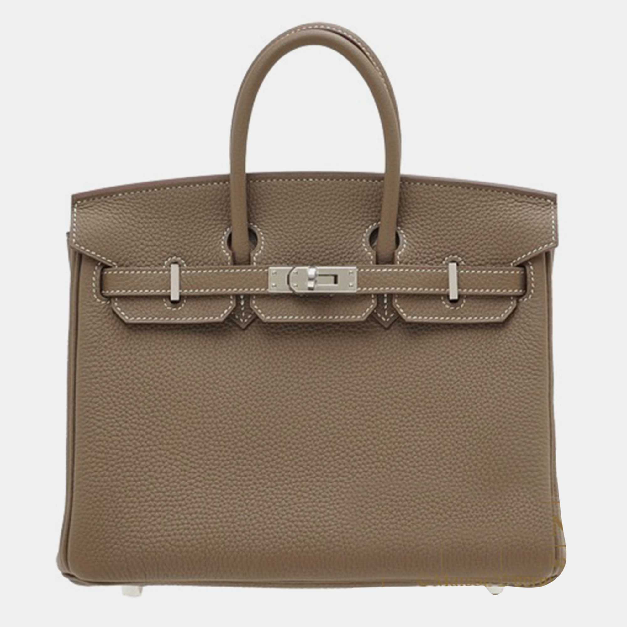 

Hermes Etoupe Grey Togo Leather Birkin 25 Bag, Brown