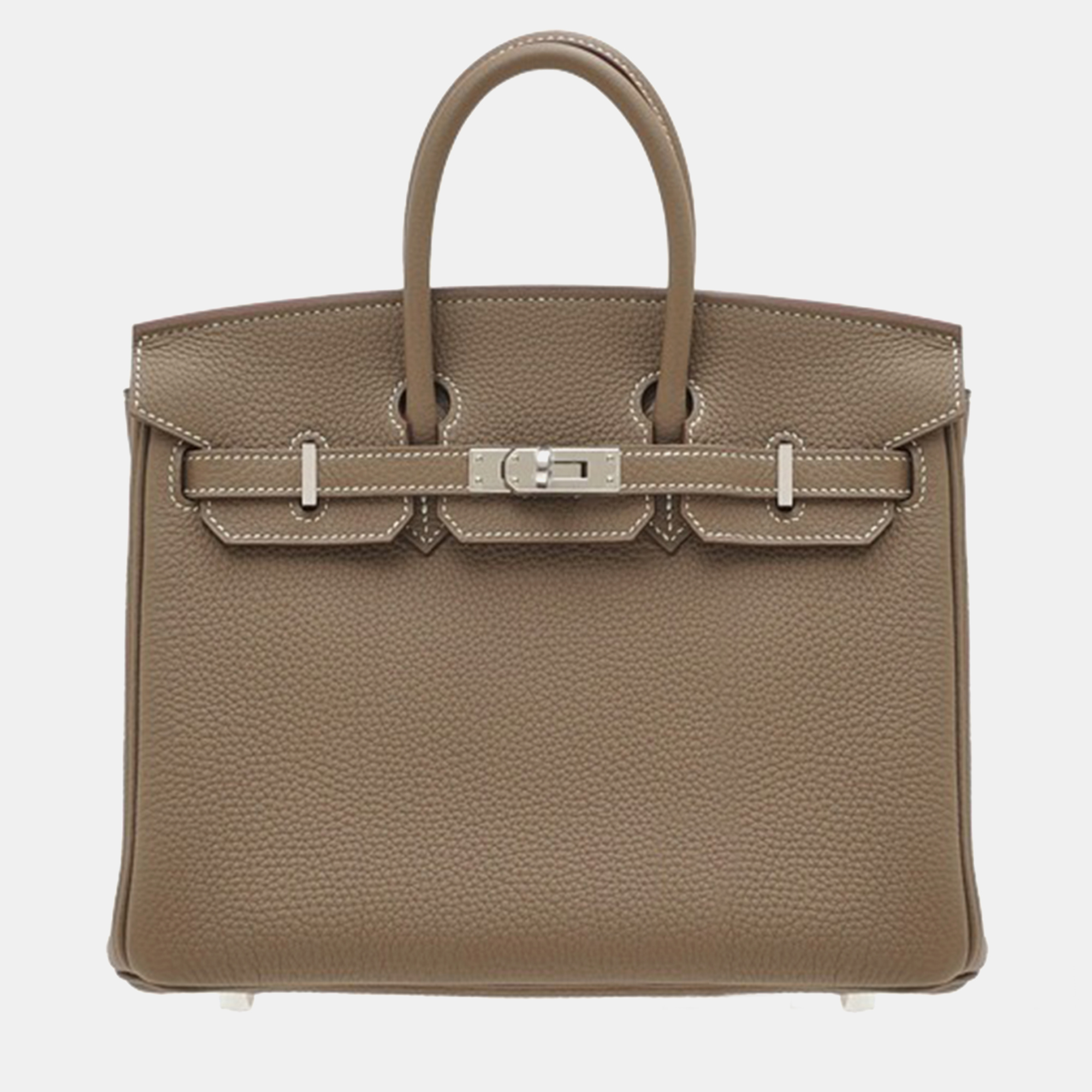 

Hermes Etoupe Grey Togo Leather Birkin 25 Bag, Brown