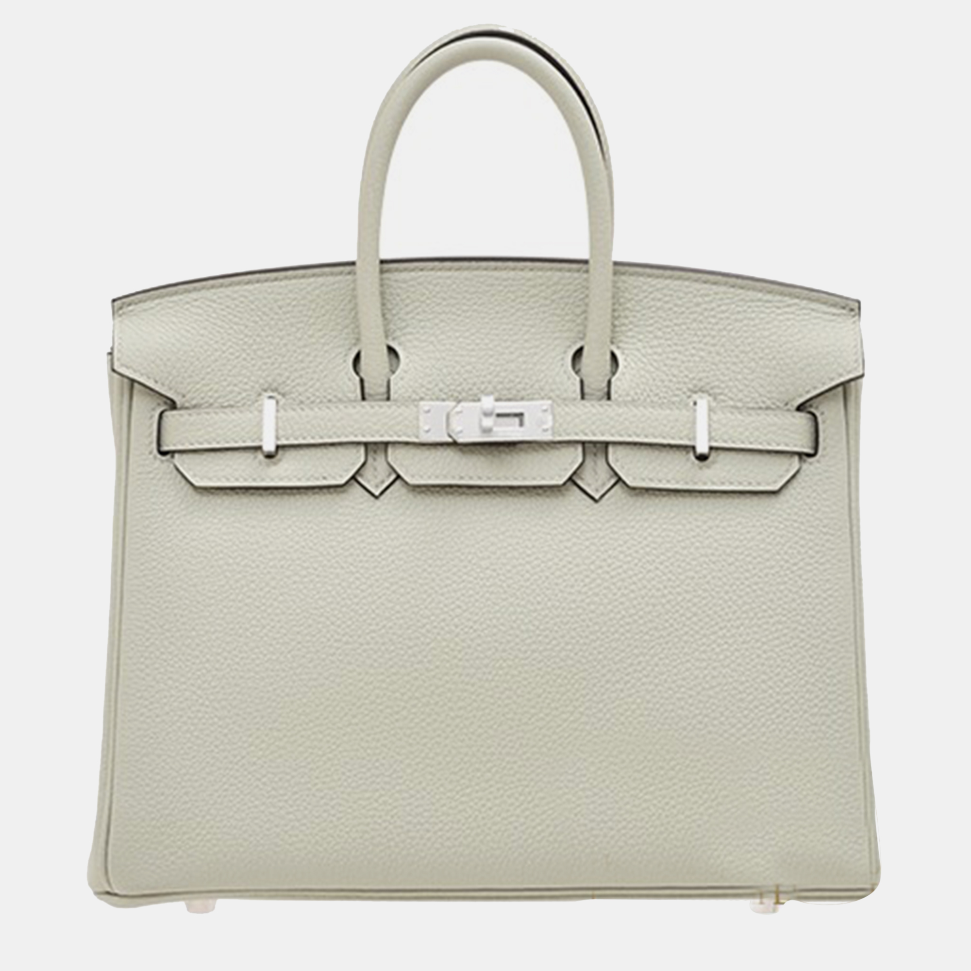 

Hermes Gris Neve Togo Leather Birkin 25 Bag, Green