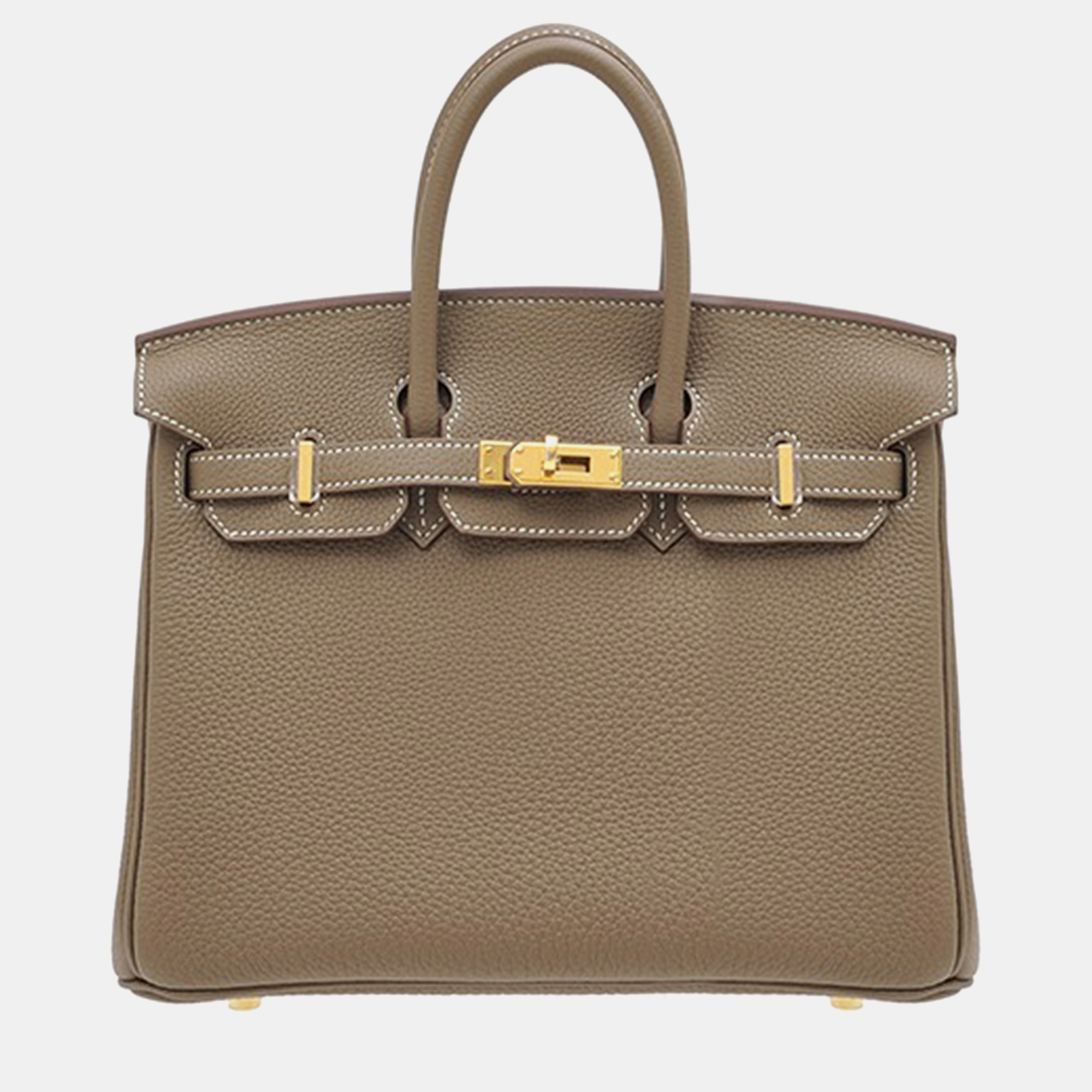 

Hermes Etoupe Grey Togo Leather Birkin 25 Bag