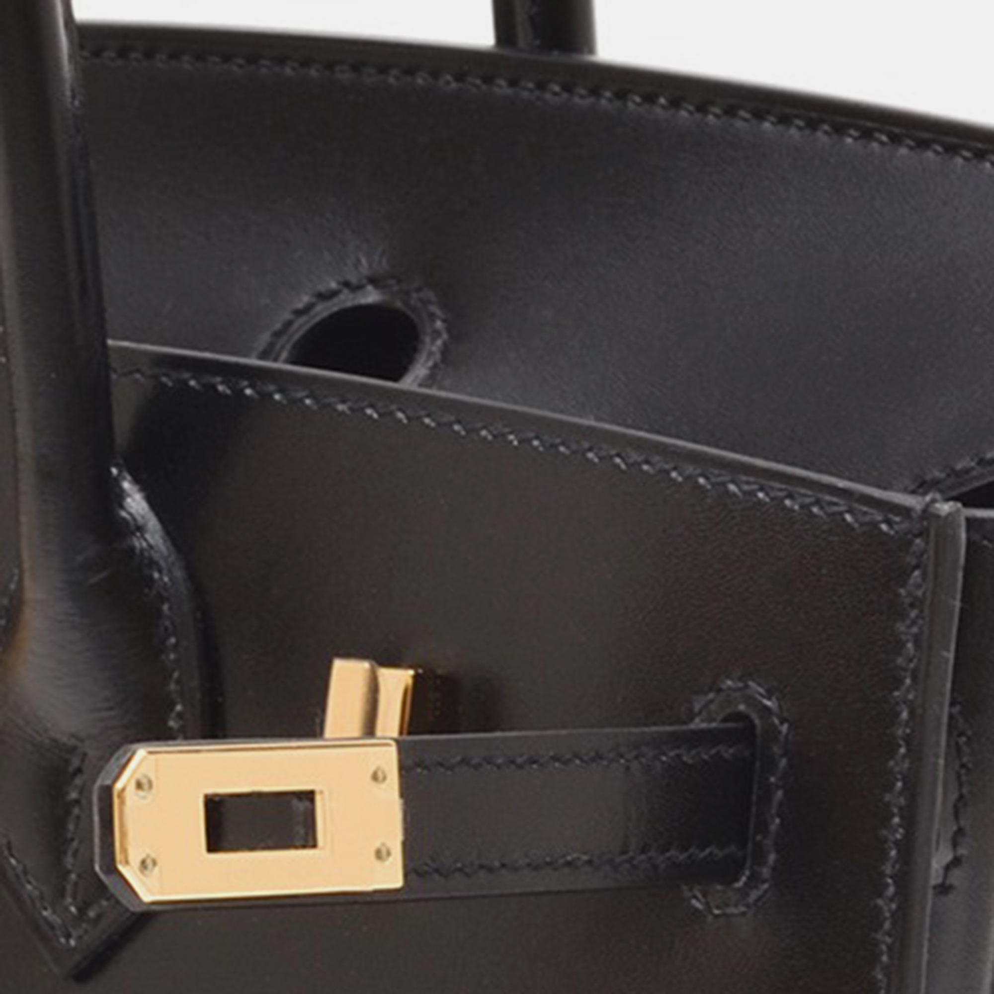 Hermes Black Box Calf Leather Birkin 25 Bag 5