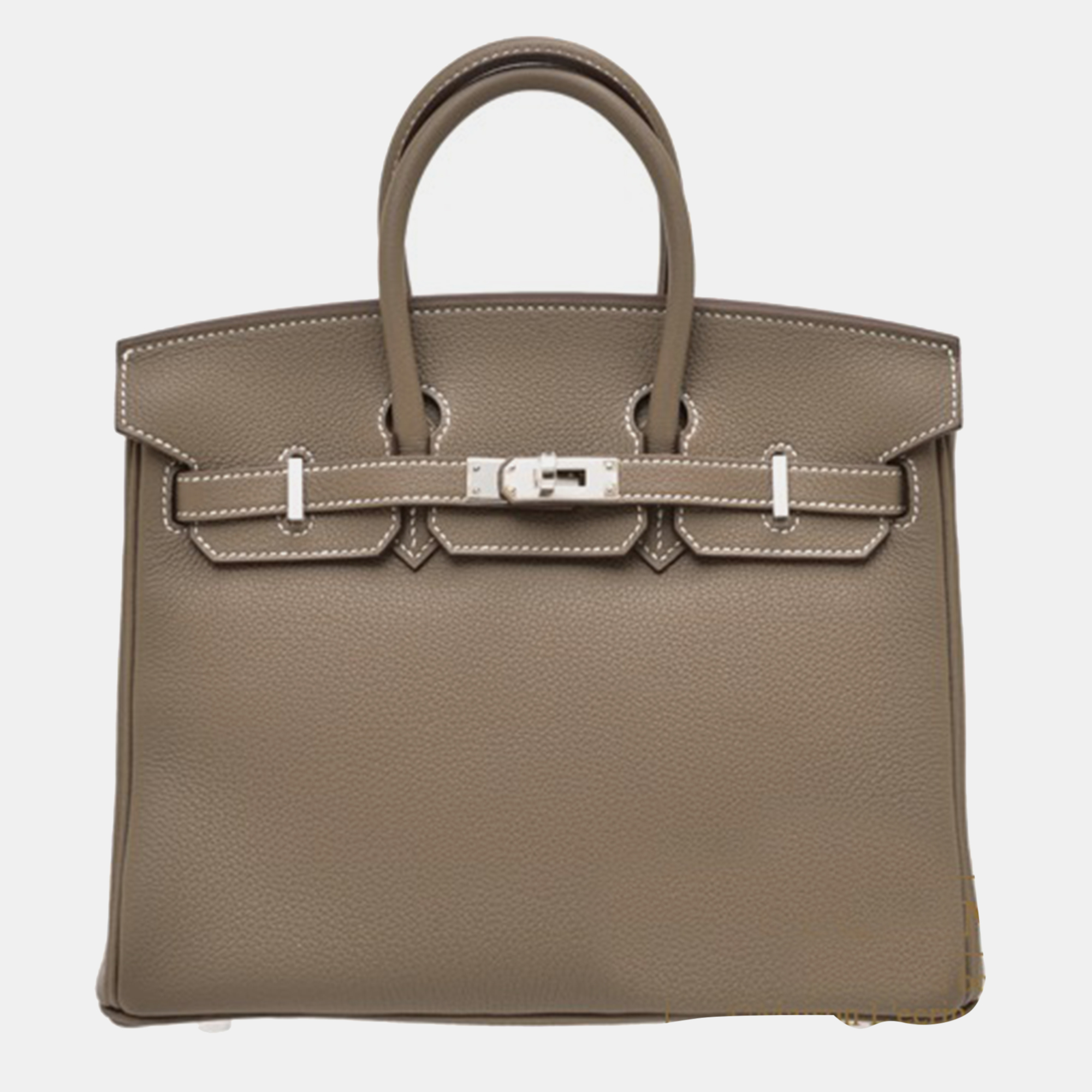 

Hermes Etoupe Grey Togo Leather Birkin 25 Bag