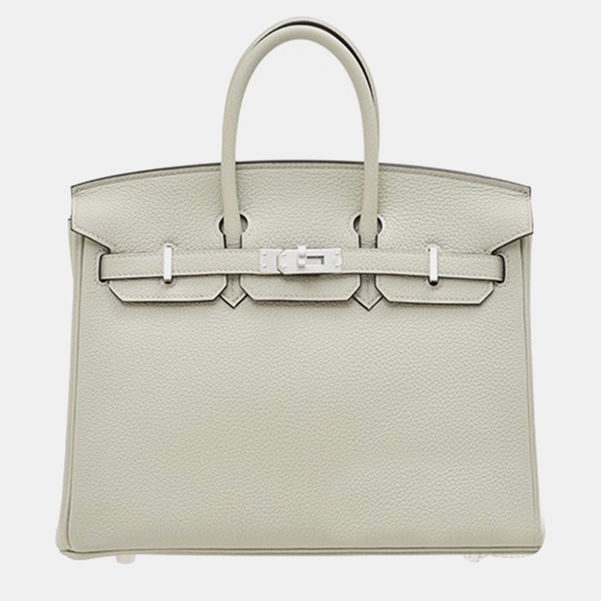 

Hermes Gris Neve Togo Leather Birkin 25 Bag, Green