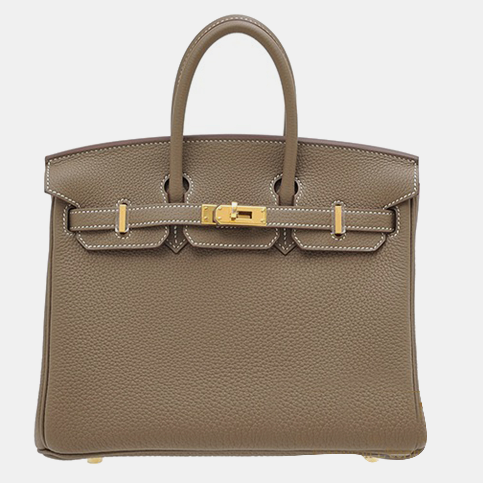 

Hermes Etoupe Grey Togo Leather Birkin 25 Bag, Brown