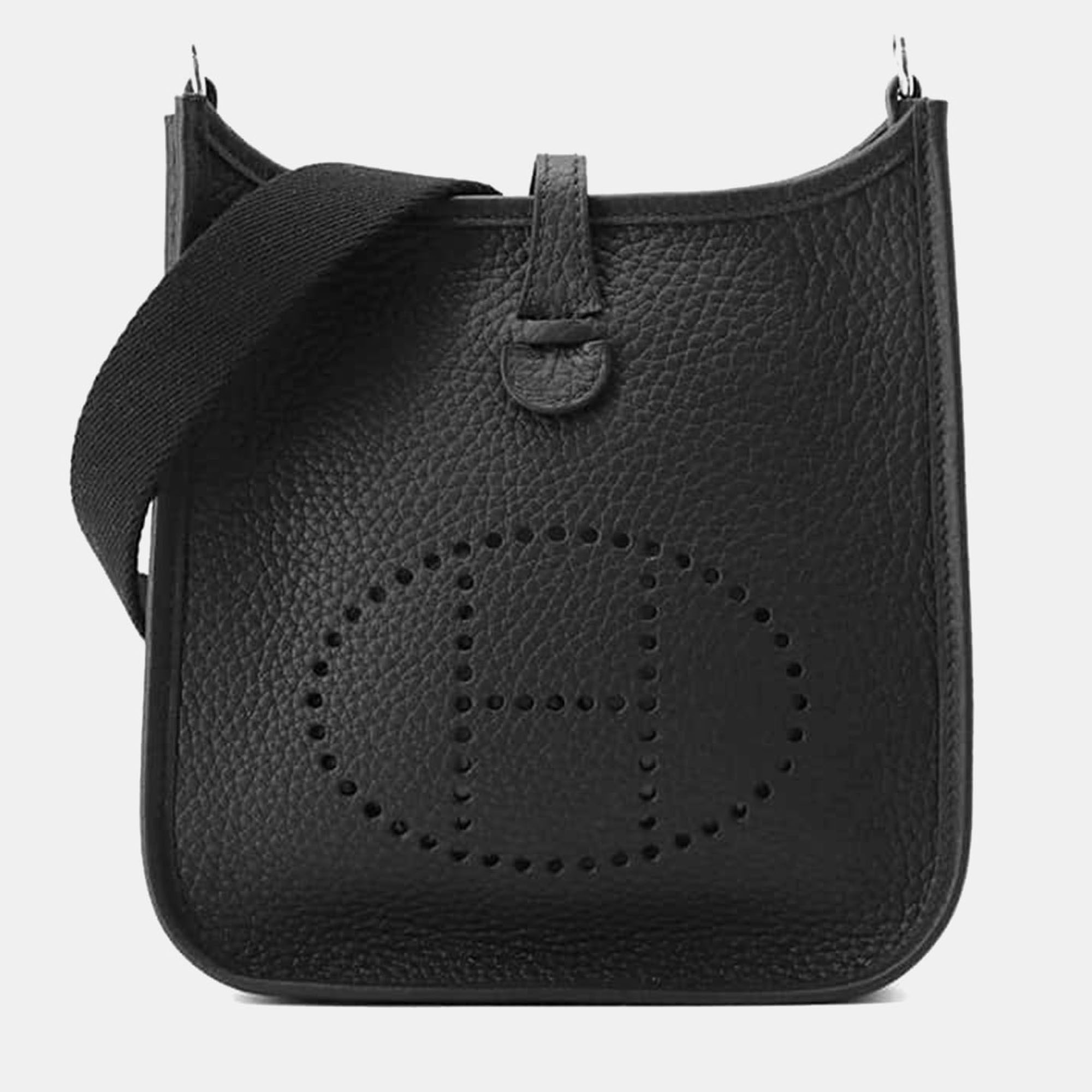 

Hermes Black Taurillon Clemence Evelyne TPM Shoulder Bag