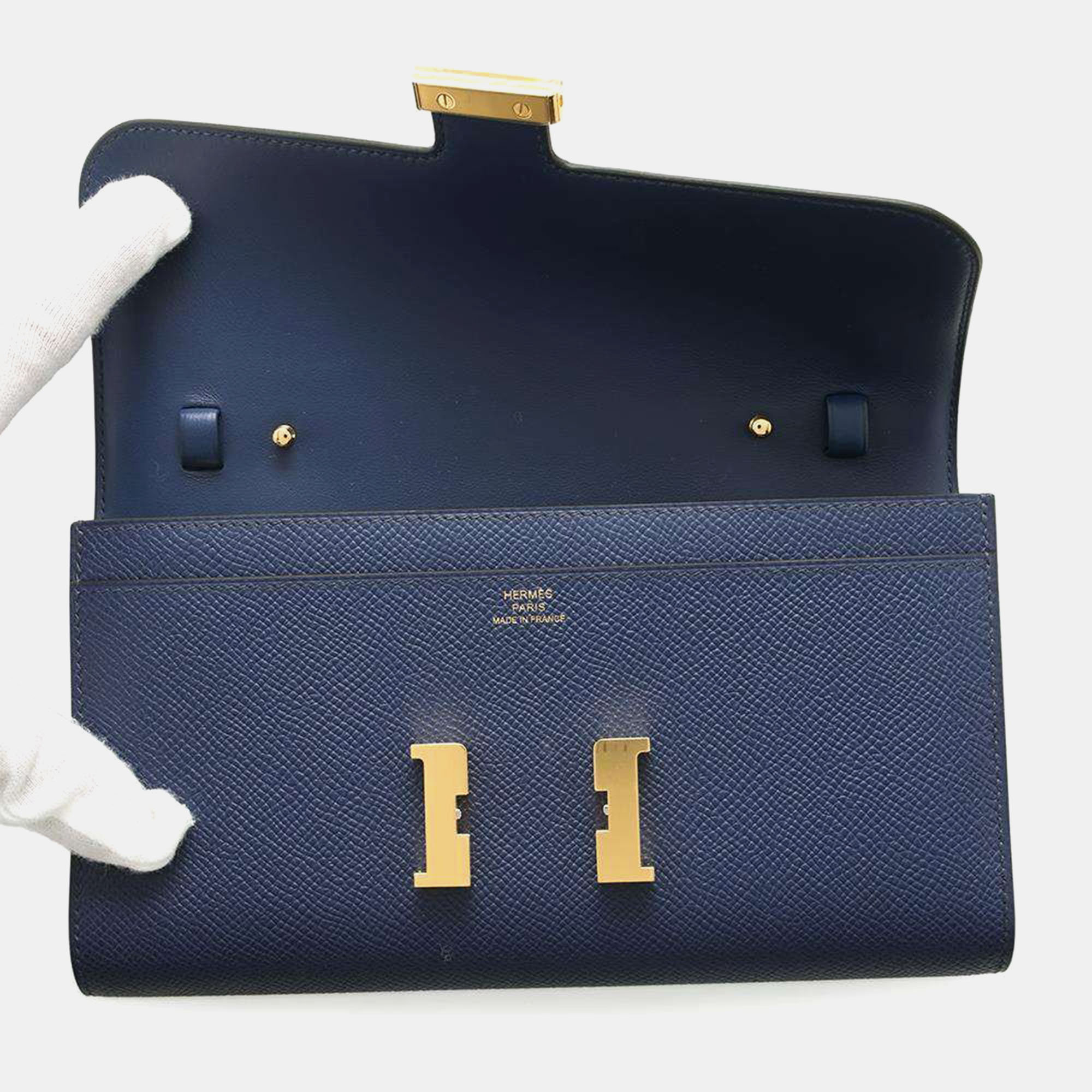 Hermes  Blue Indigo Epsom Constance To Go Handbag 