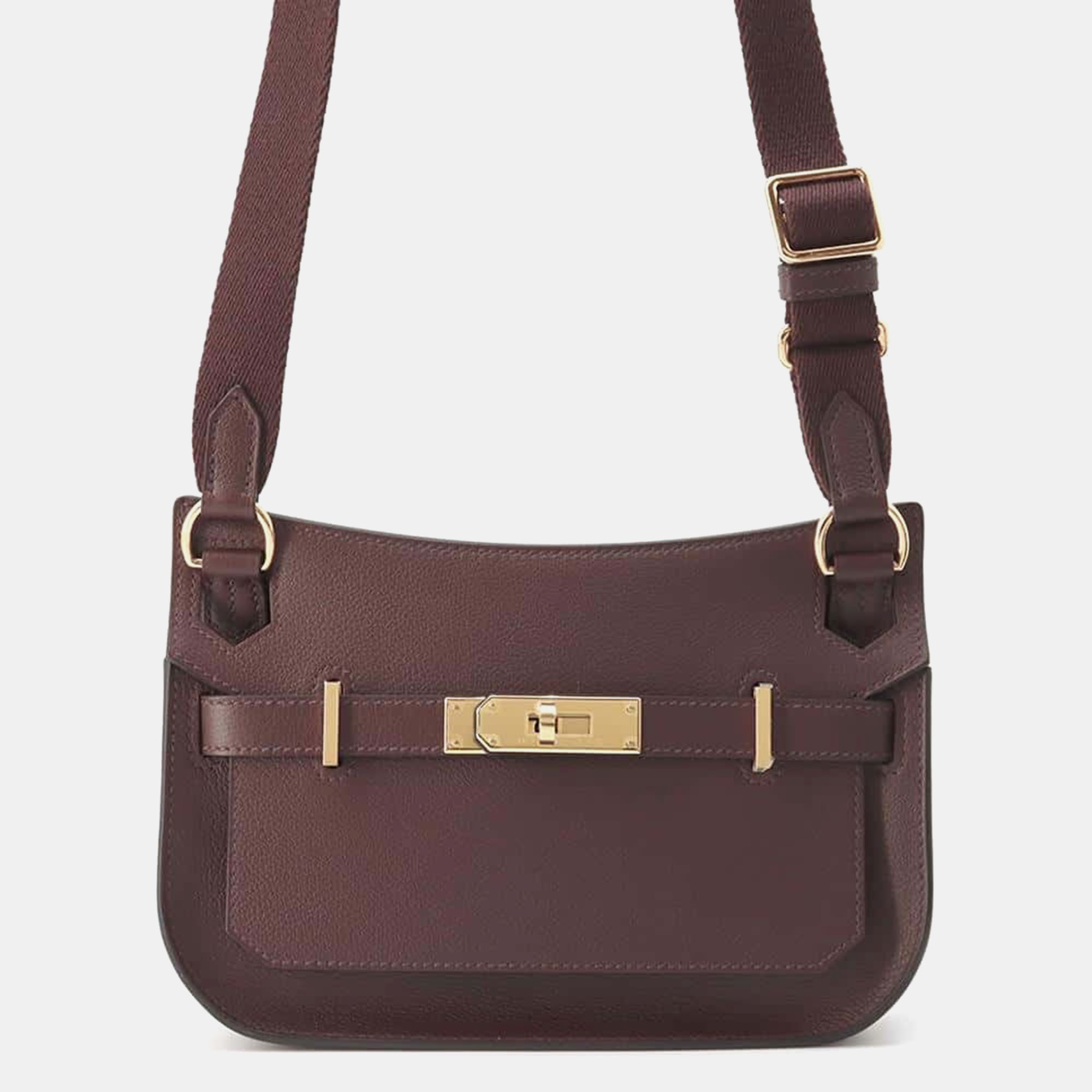 

Hermes Rouge Leather Jypsiere Mini Shoulder Bag, Purple