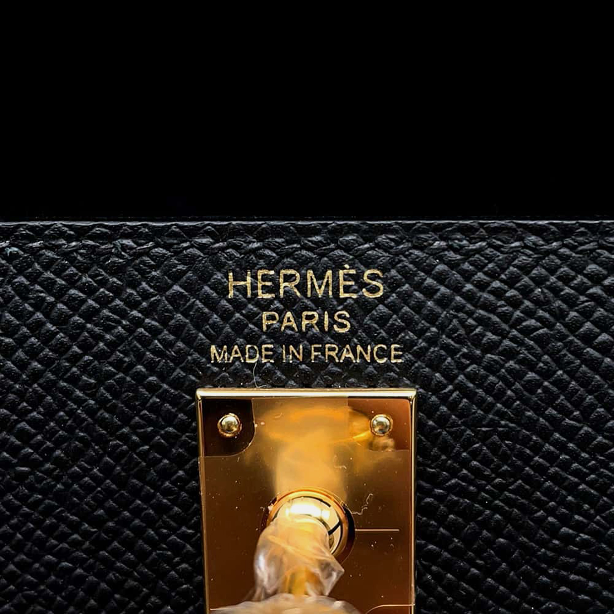 Hermes Black Epsom Kelly Sellier 25 Bag 5