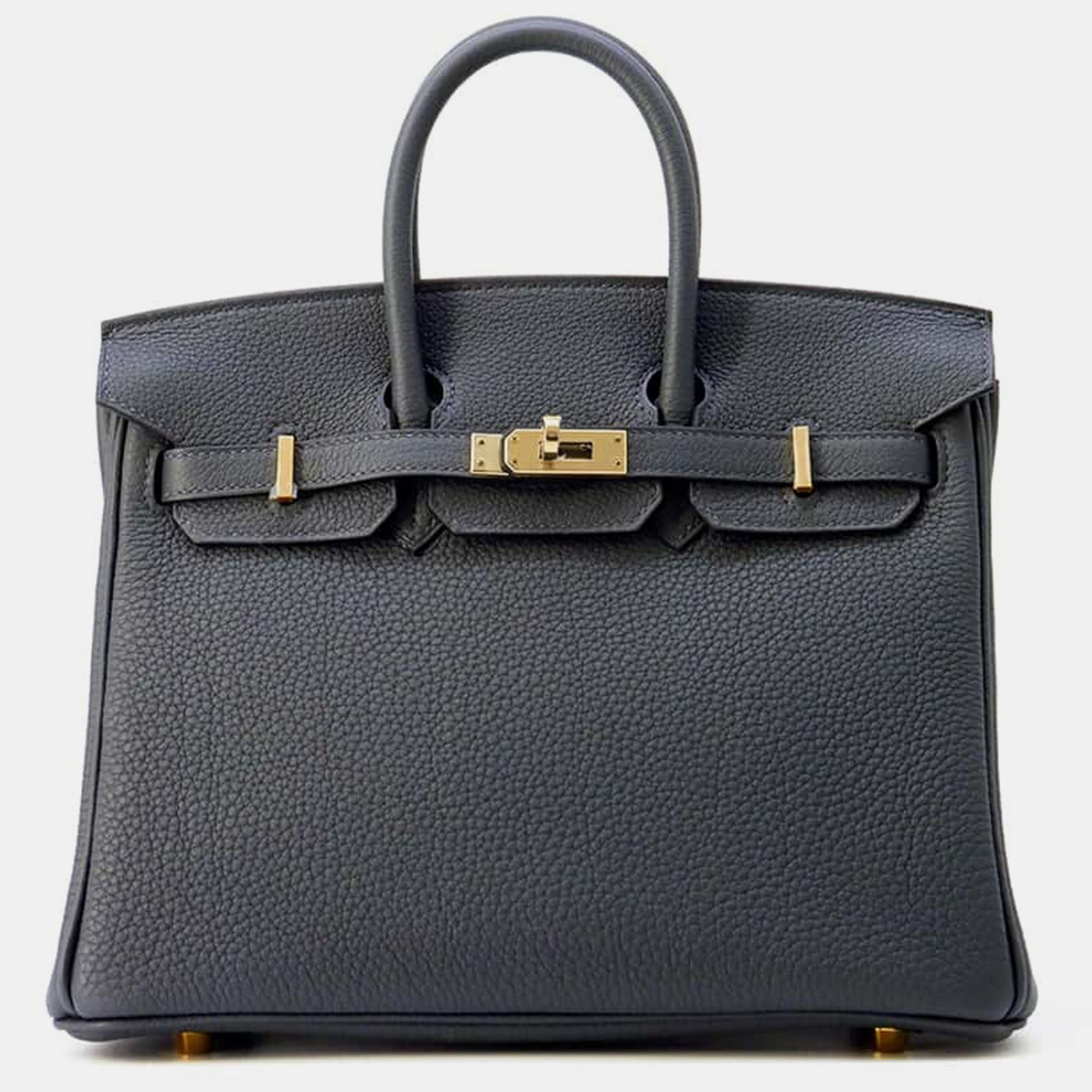 

Hermes Gris Misty Togo Leather Birkin 25 Bag, Black