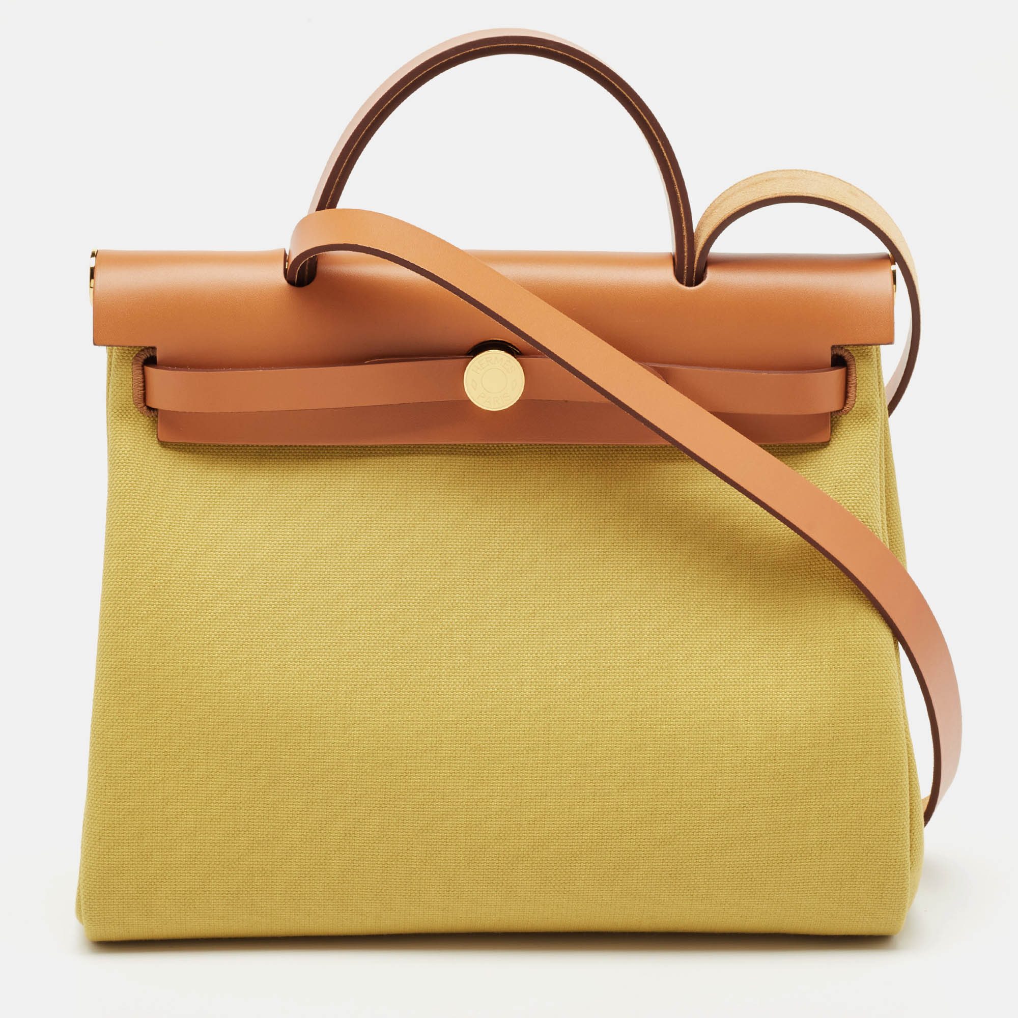 

Hermès Ginger/Naturel Toile and Vache Hunter Herbag Zip 31 Bag, Yellow