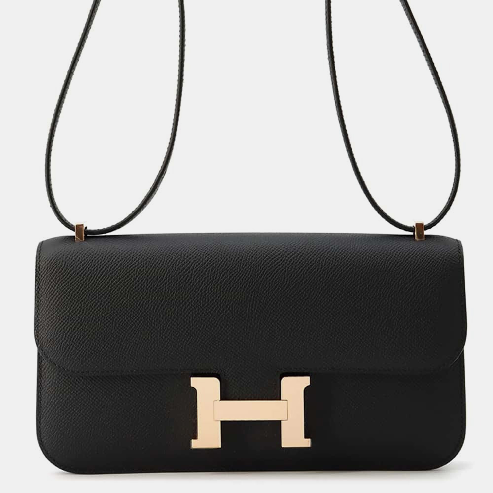 

Hermes Black Leather Constance Elan Shoulder Bag