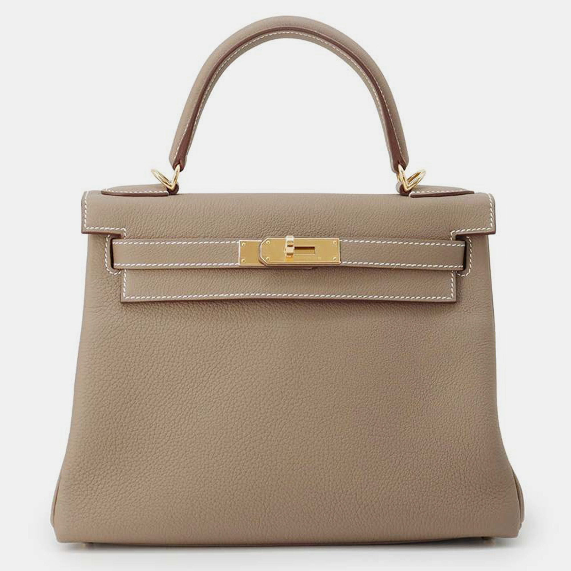 

Hermes Etoupe Togo Leather Kelly 28 Tote Bag, Brown