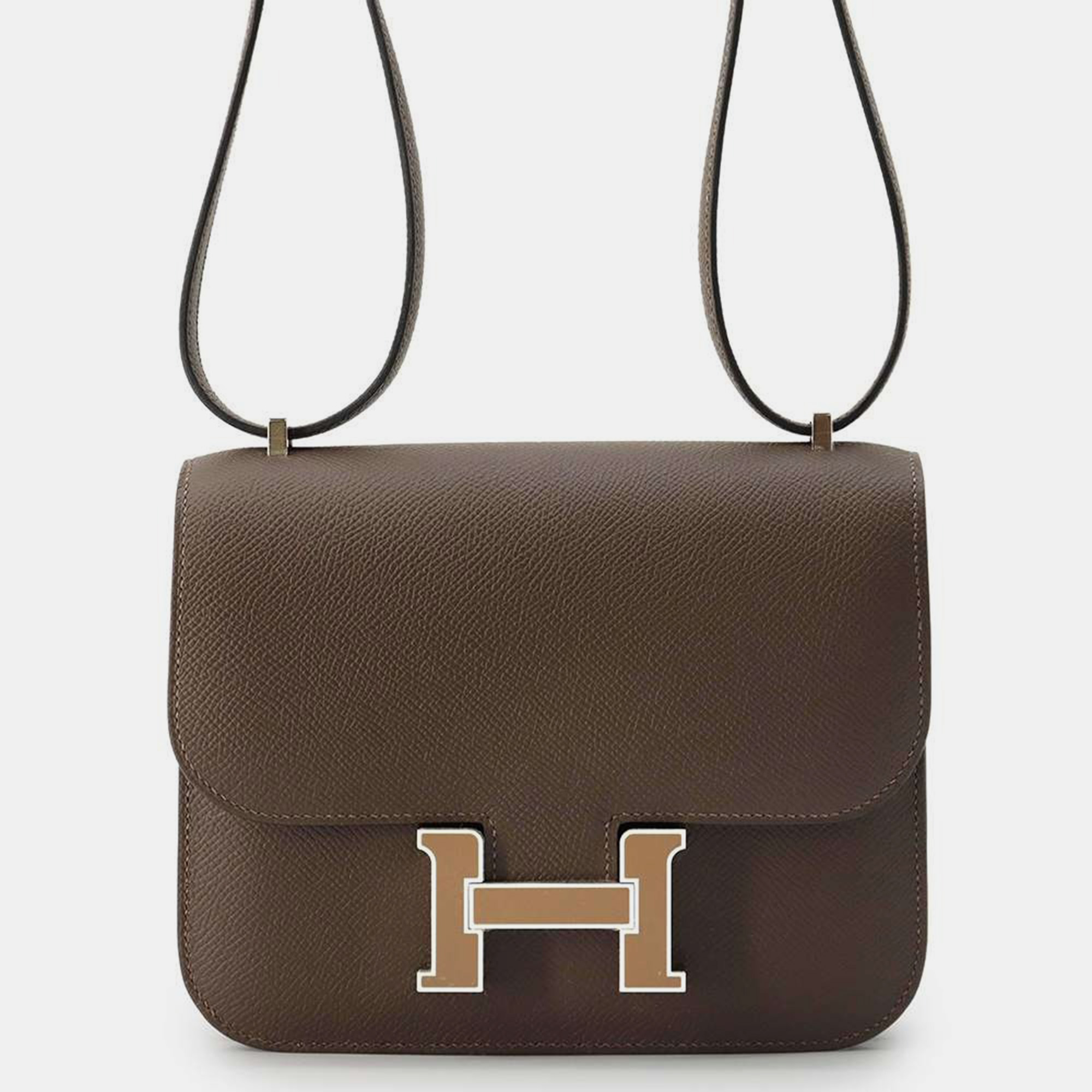 

Hermes Ecorce Epsom Leather Constancee Mini Shoulder Bag, Brown