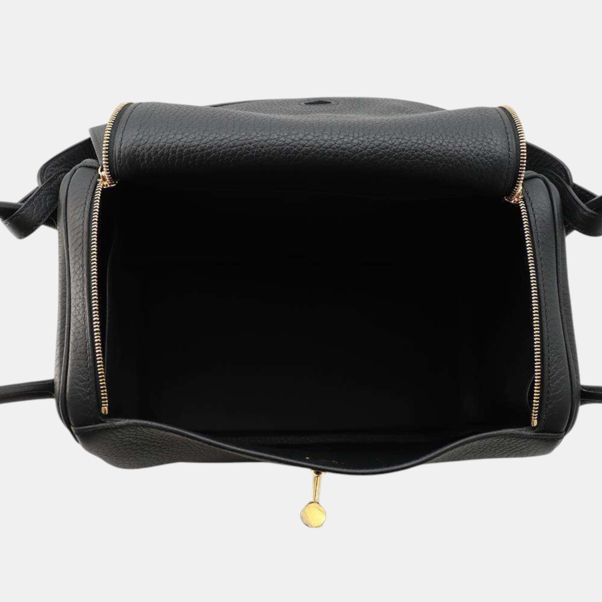 Hermes Black Taurillon Clemence Leather 26 Lindy Shoulder Bag 