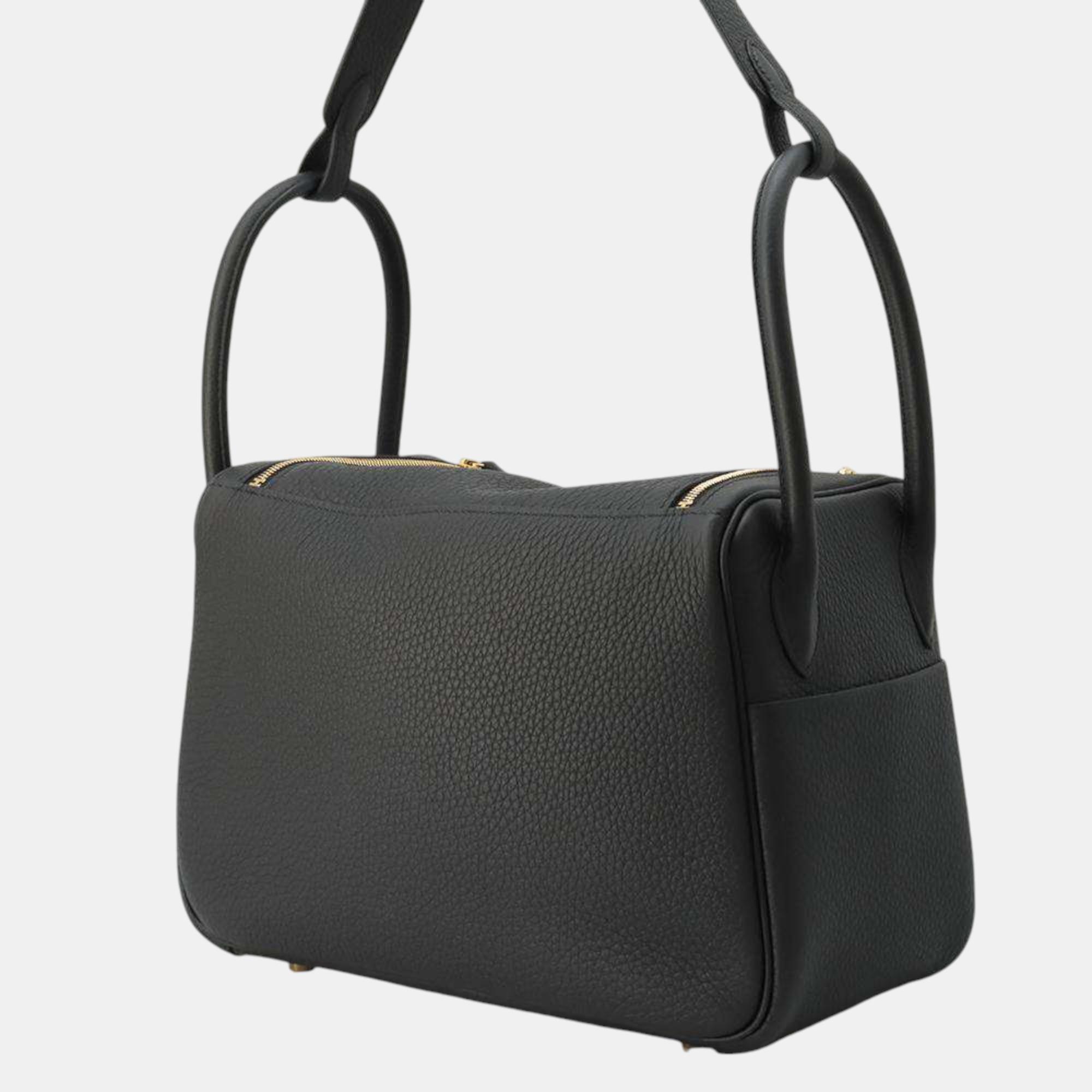 Hermes Black Taurillon Clemence Leather 26 Lindy Shoulder Bag 