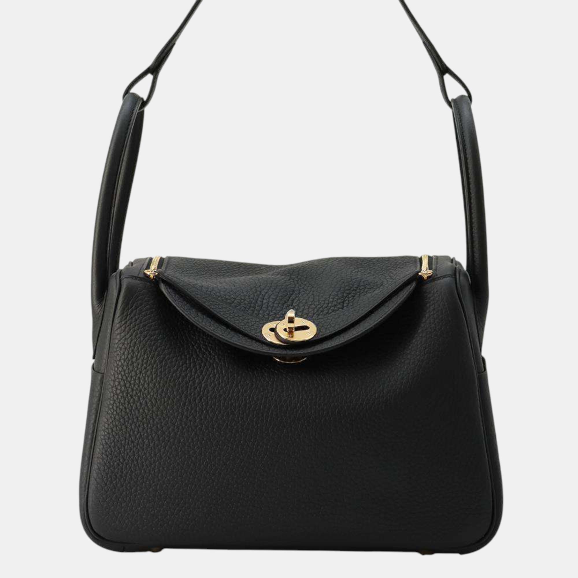 

Hermes Black Taurillon Clemence Leather 26 Lindy Shoulder Bag