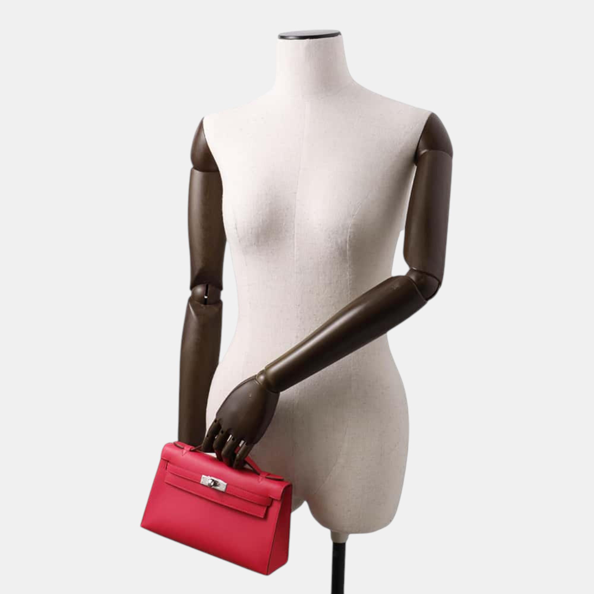 Hermes Rose Xream Swift Leather Kelly Pochette Bag 