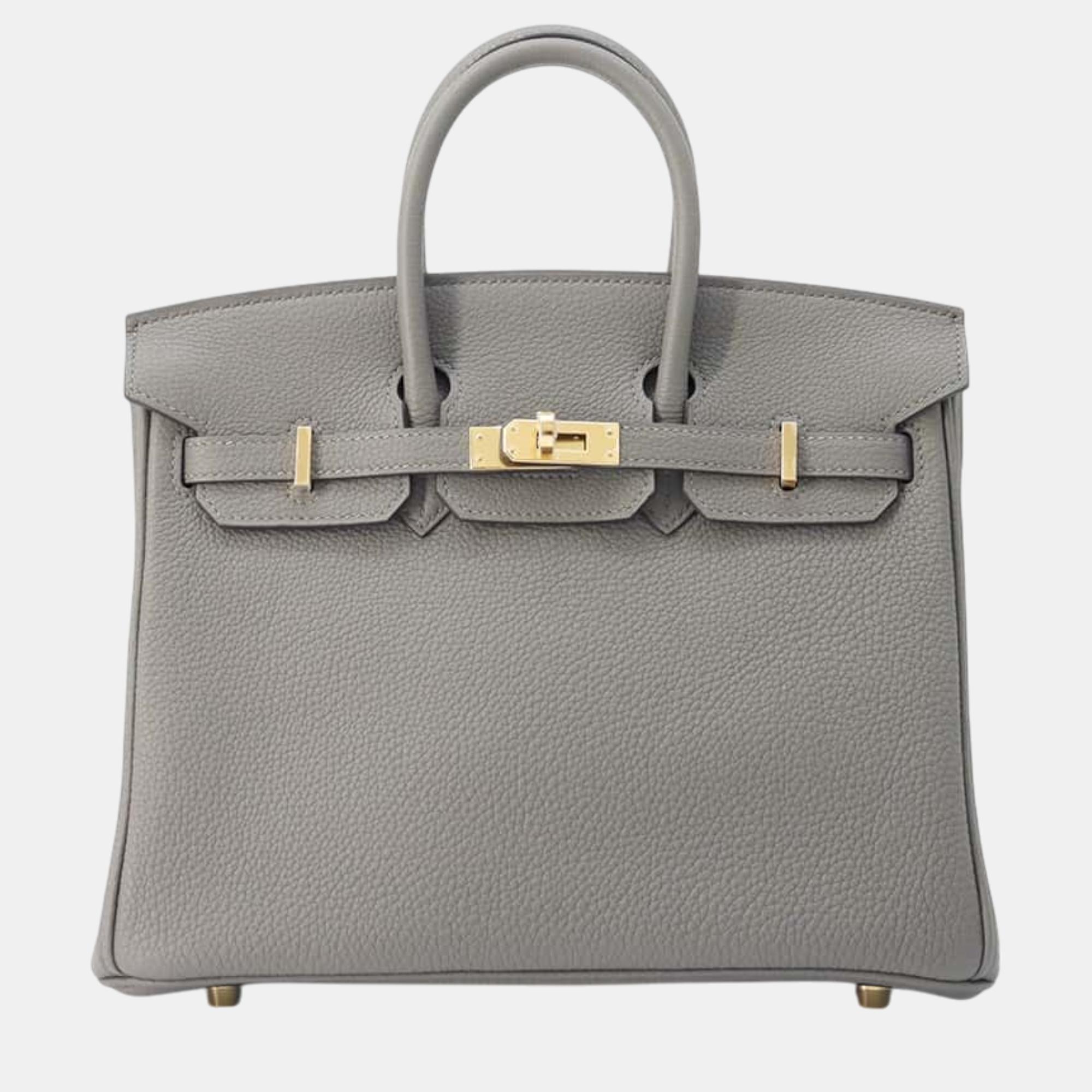 

Hermes Gris Meyer Togo Leather Birkin 25 Tote Bag, Grey