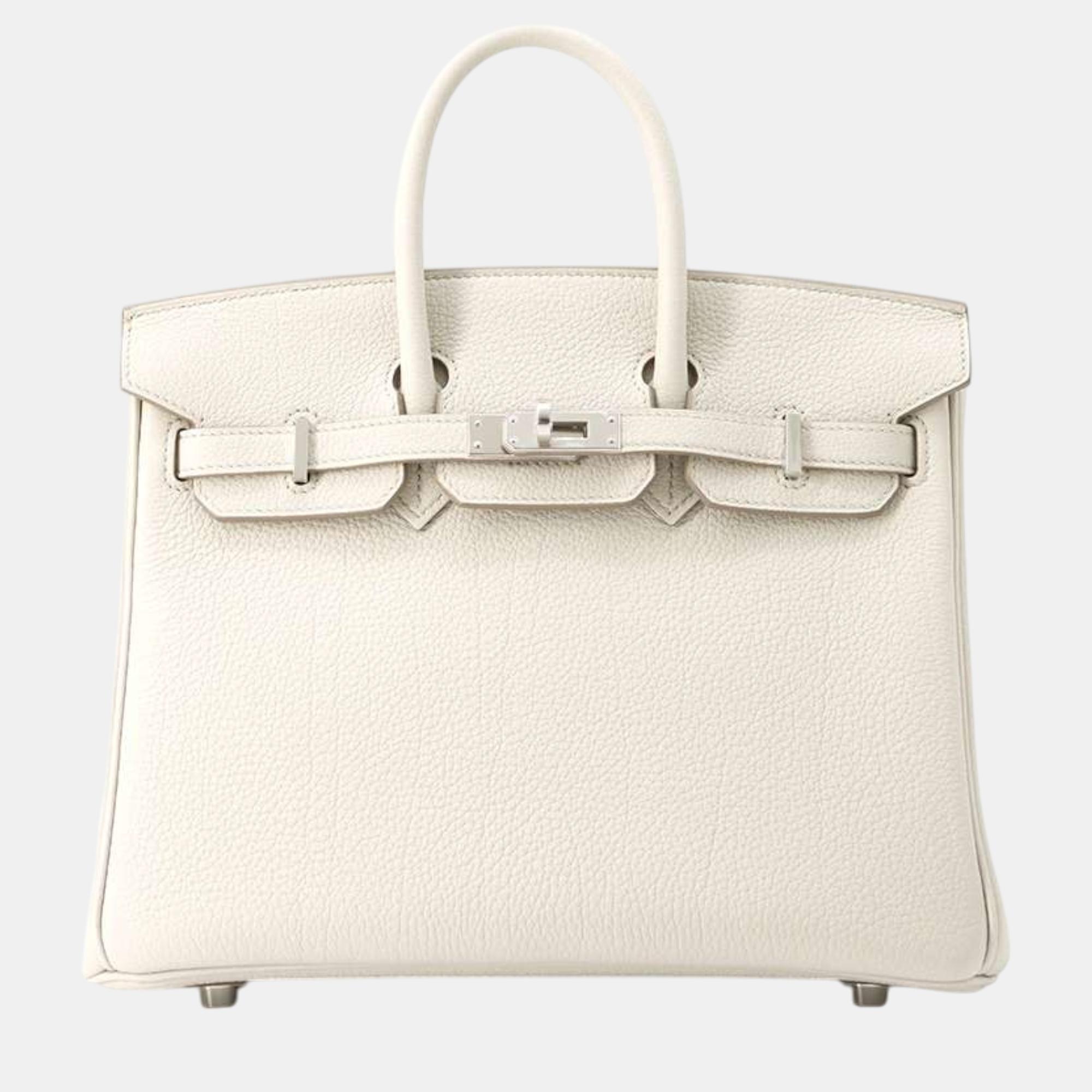 

Hermes Beton Togo Leather Birkin 25 Tote Bag, White