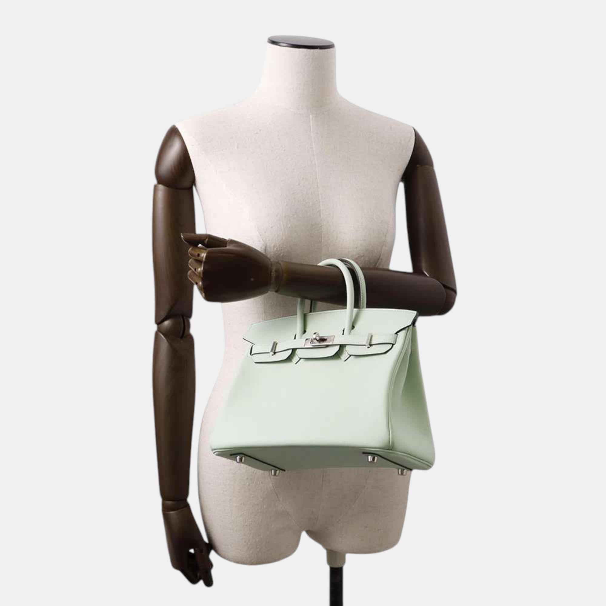Hermes Vert Peppermint Swift Leather Birkin 25 Tote Bag 