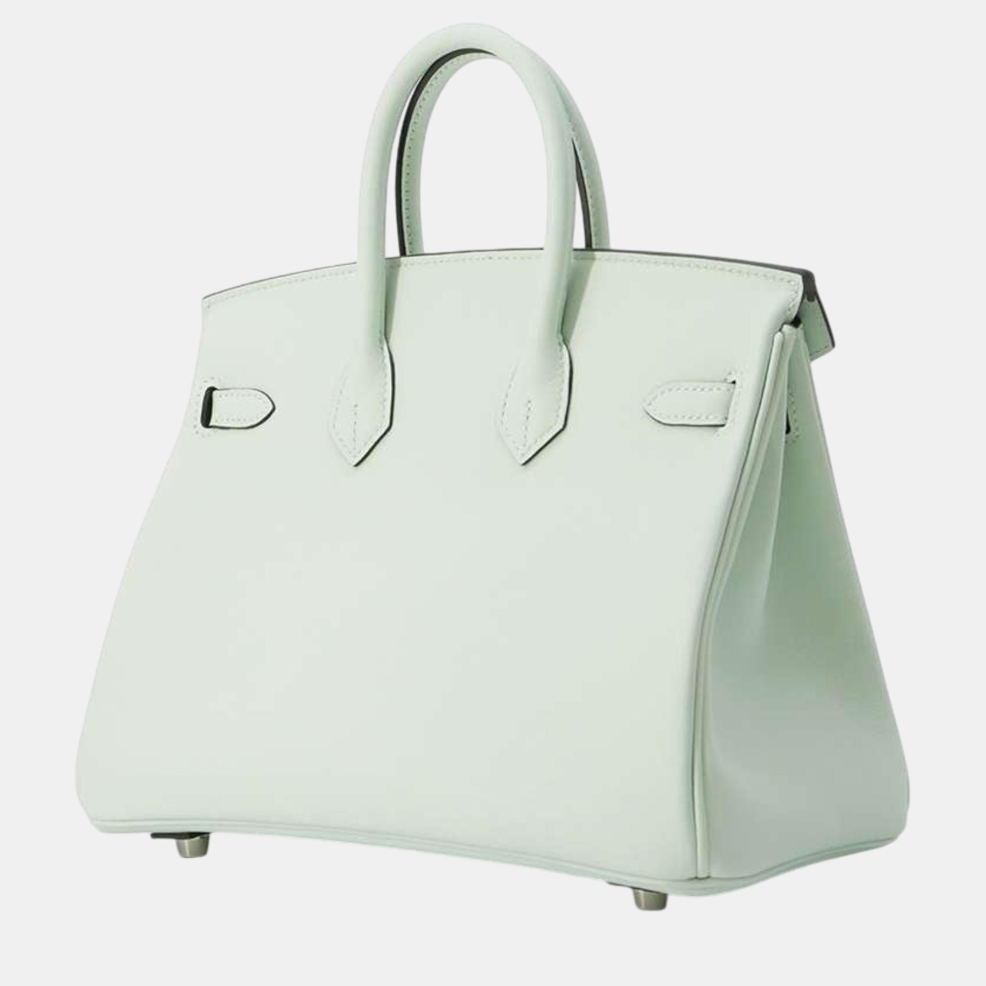 Hermes Vert Peppermint Swift Leather Birkin 25 Tote Bag 