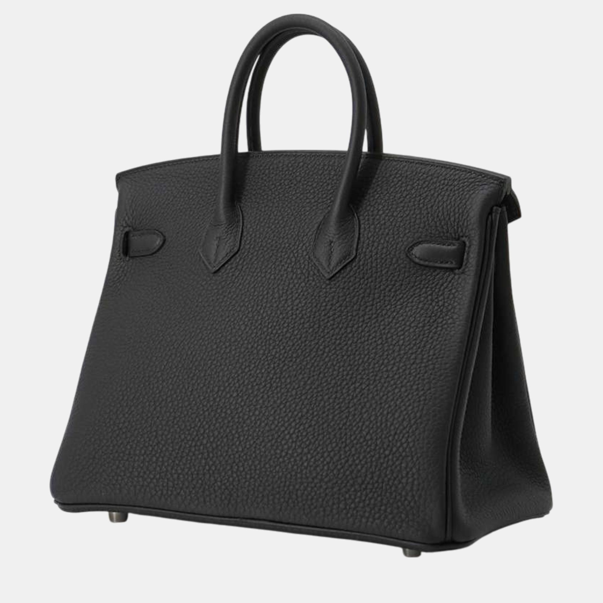 Hermes Black Togo Leather Birkin 25 Tote Bag 2