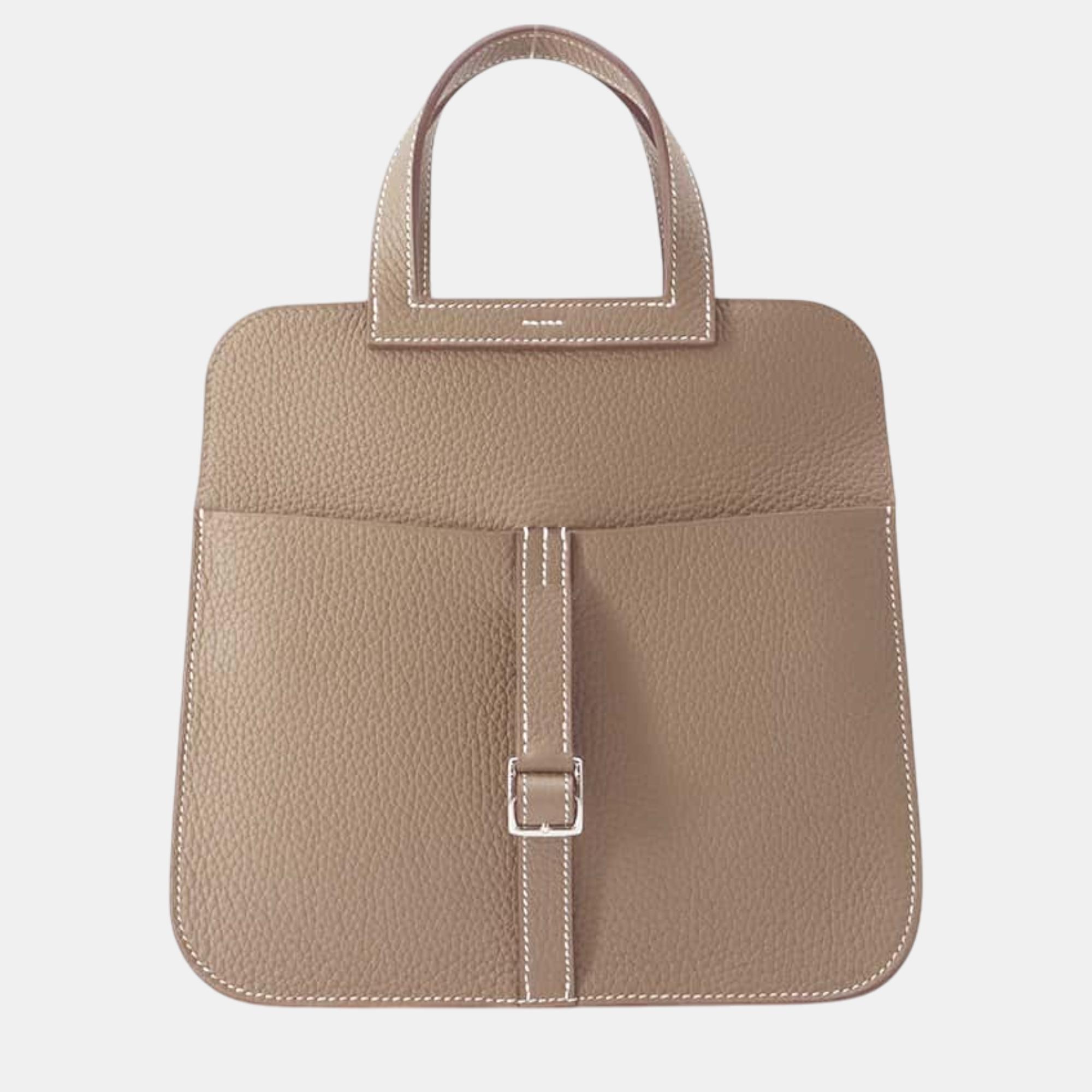 

Hermes Halzan Etoupe Taurillon Clemence Size, Brown