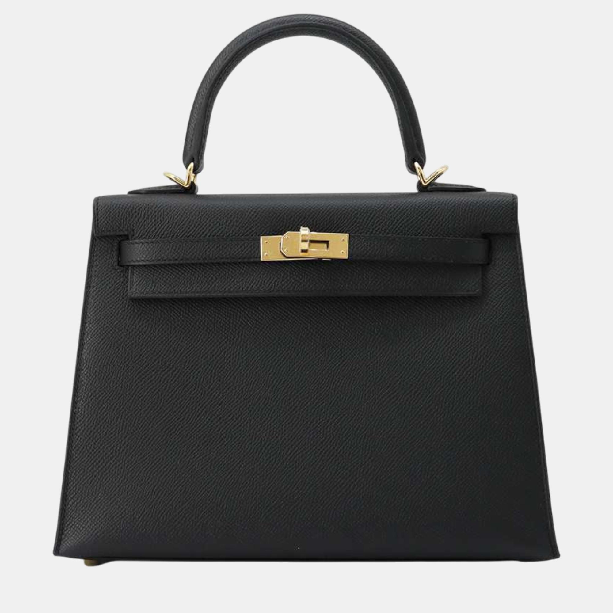 

Hermes Black Epsom Kelly Sellier 25 Bag