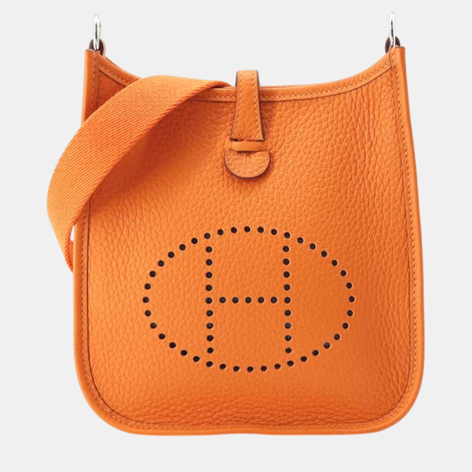 

Hermes Orange Taurillon Clemence Evelyne TPM Bag