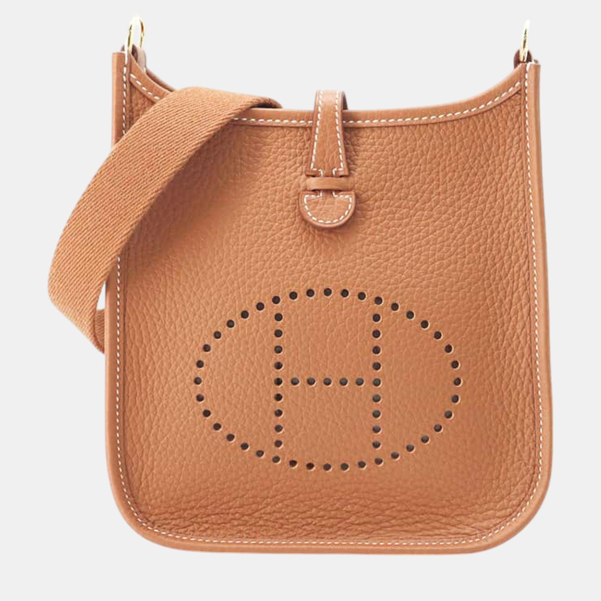 

Hermes Gold Taurillon Clemence Evelyne TPM Bag