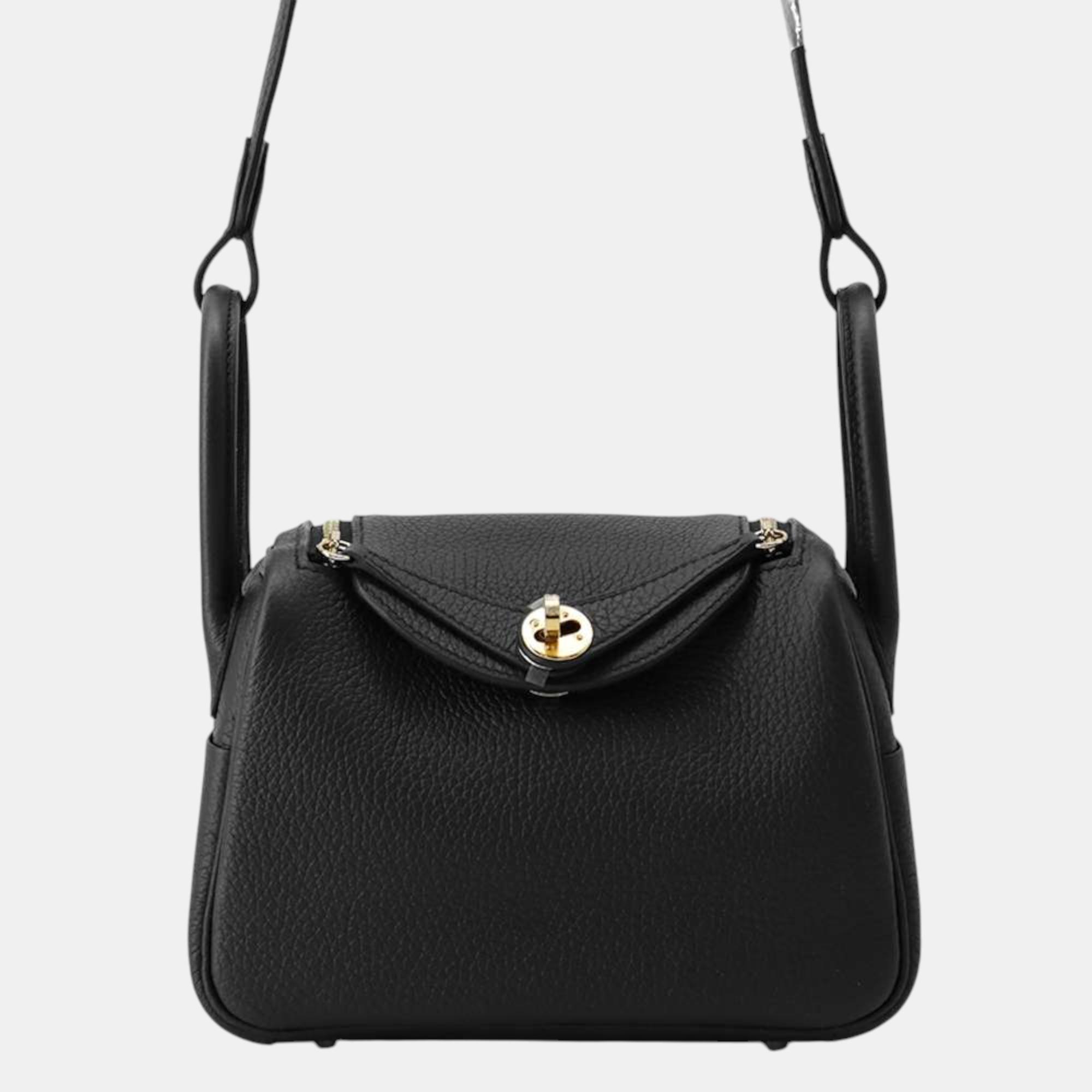 

Hermes Lindy Black Taurillon Clemence Size Mini