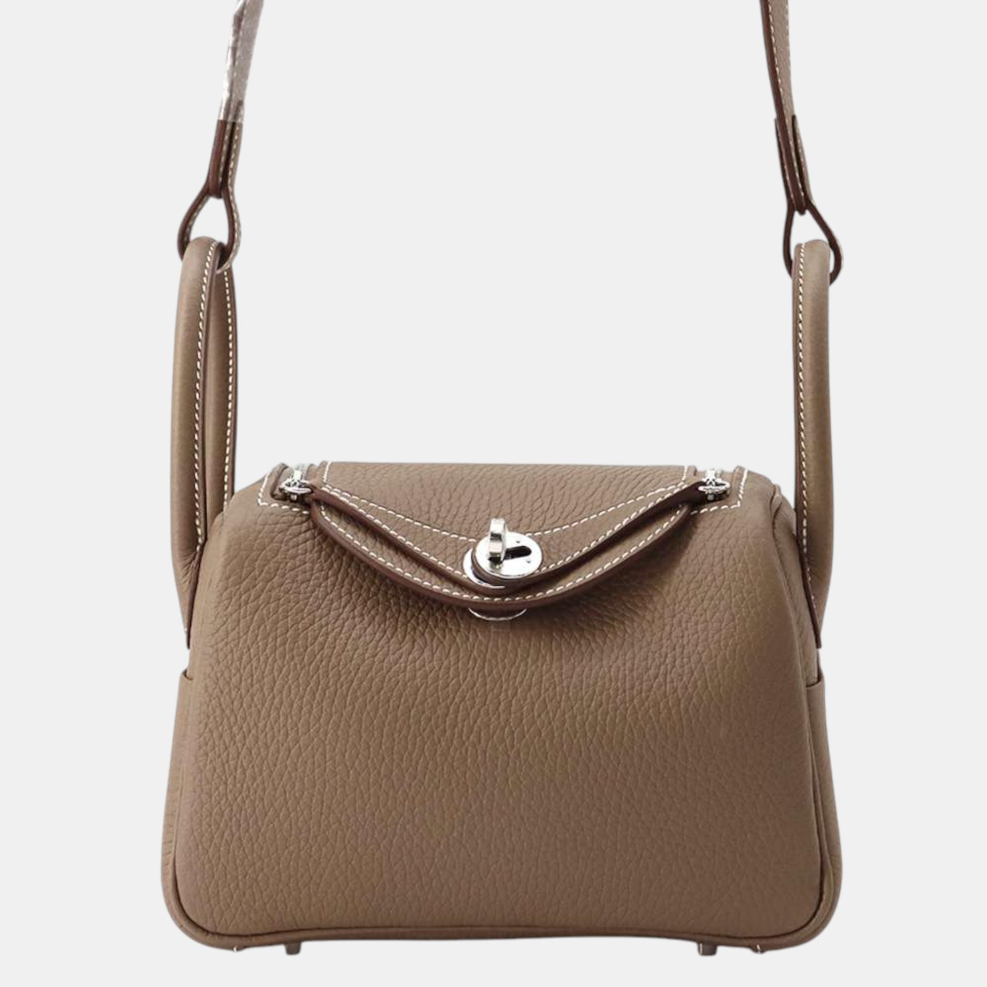 

Hermes Lindy Etoupe Taurillon Clemence Size Mini, Brown