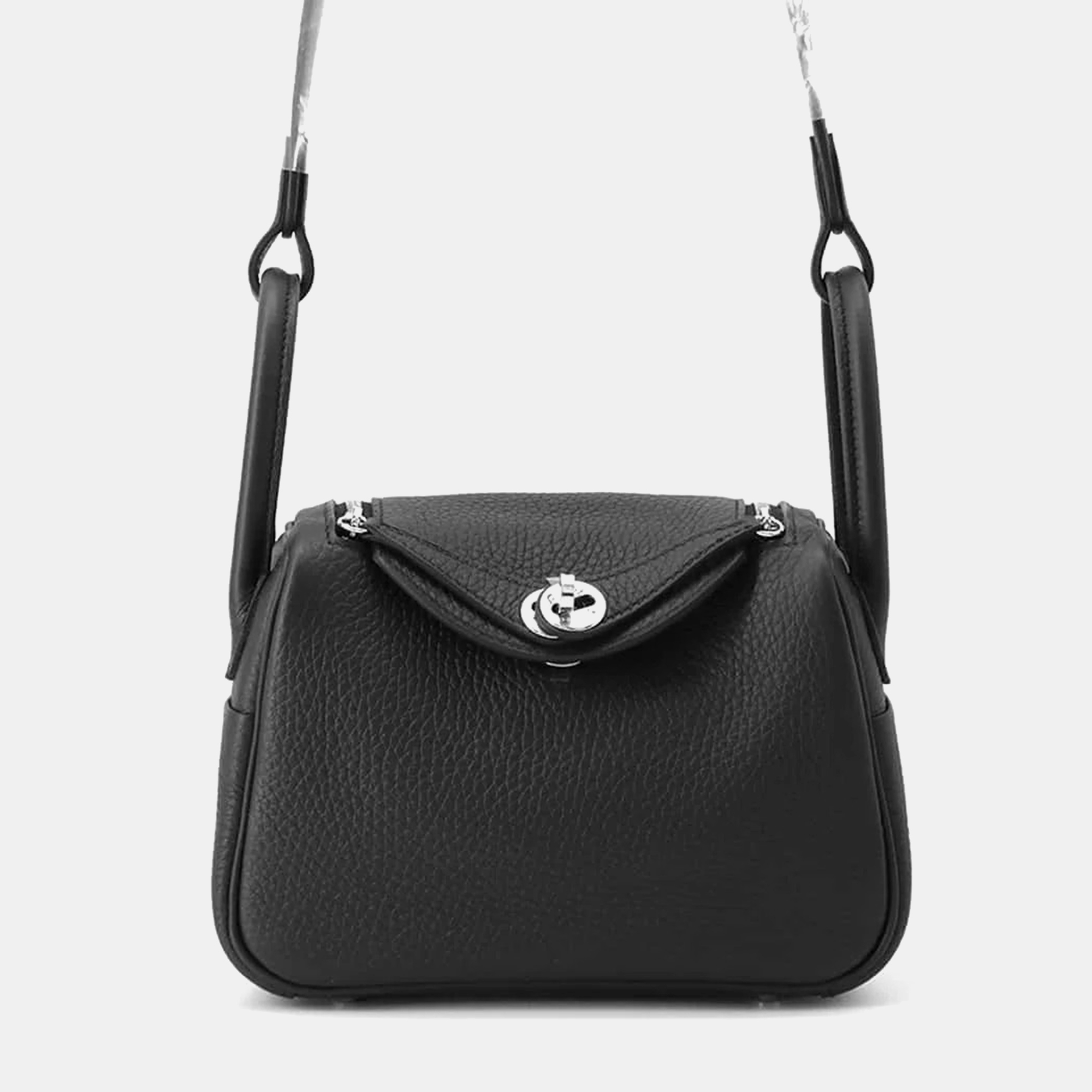 

Hermes Black Taurillon Clemence Leather Mini Lindy Shoulder Bag
