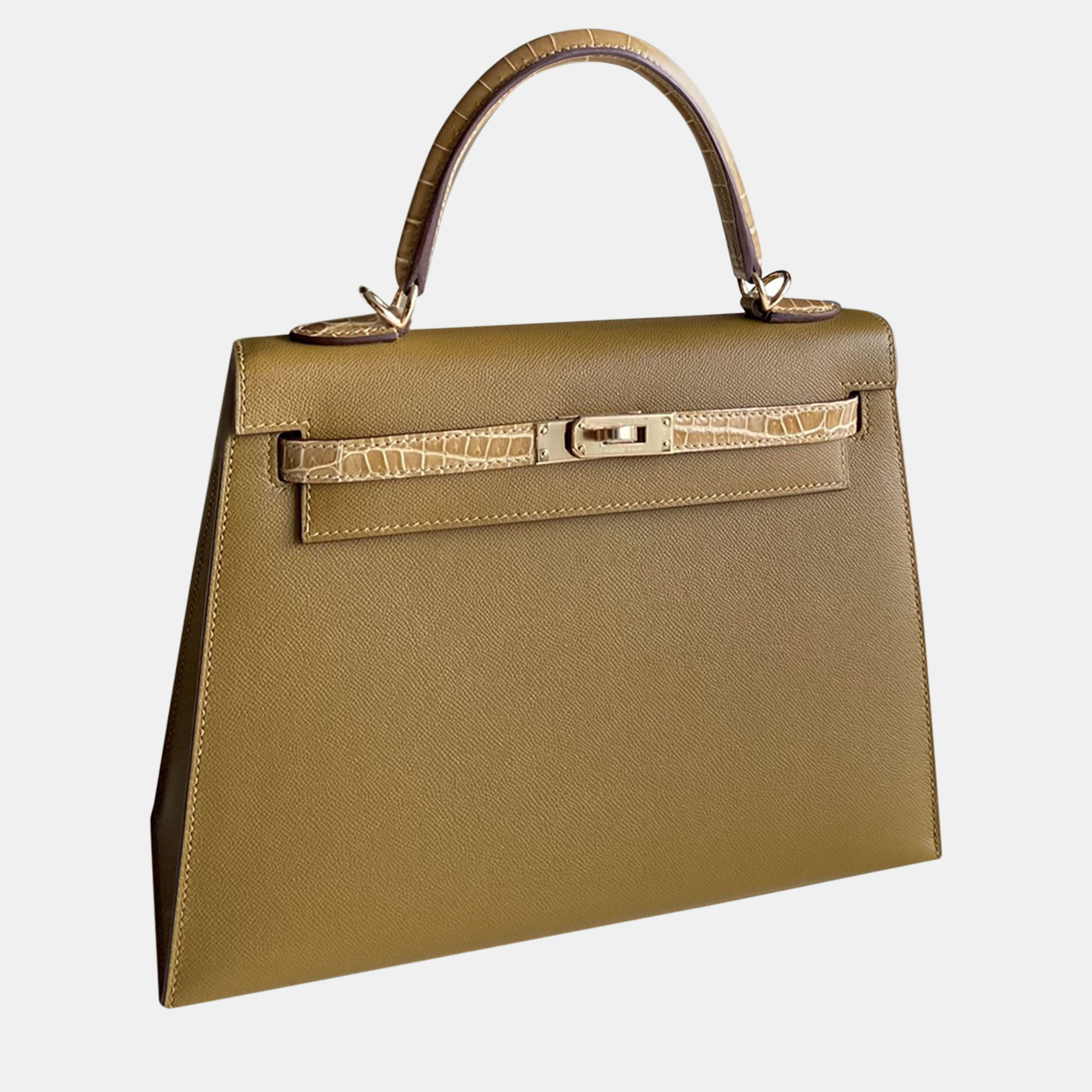 

Hermes Brown Tone Touch Leather Kelly 25 Tote Bag