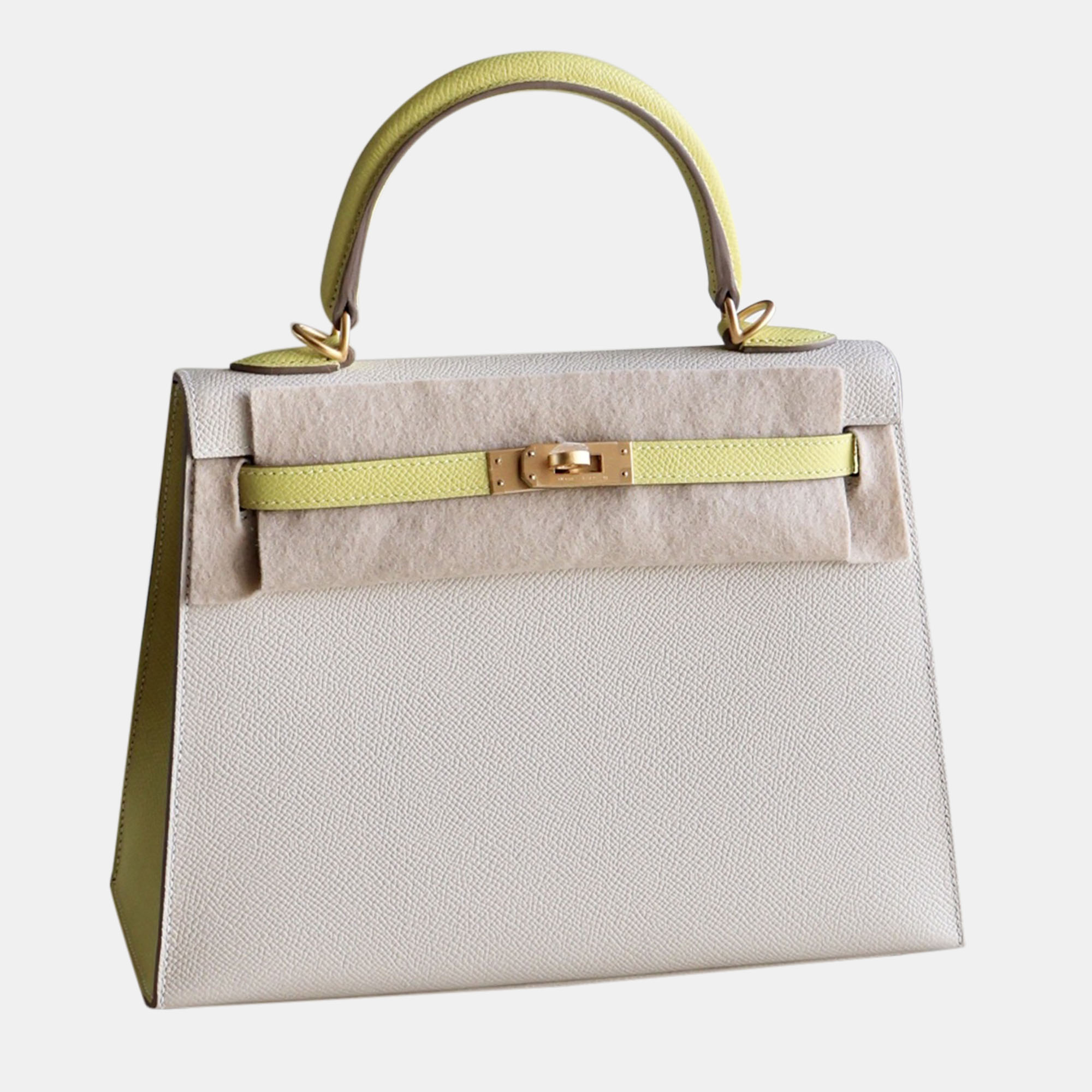

Hermes Milkshake White Epsom Leather Gold Finish Kelly 25
