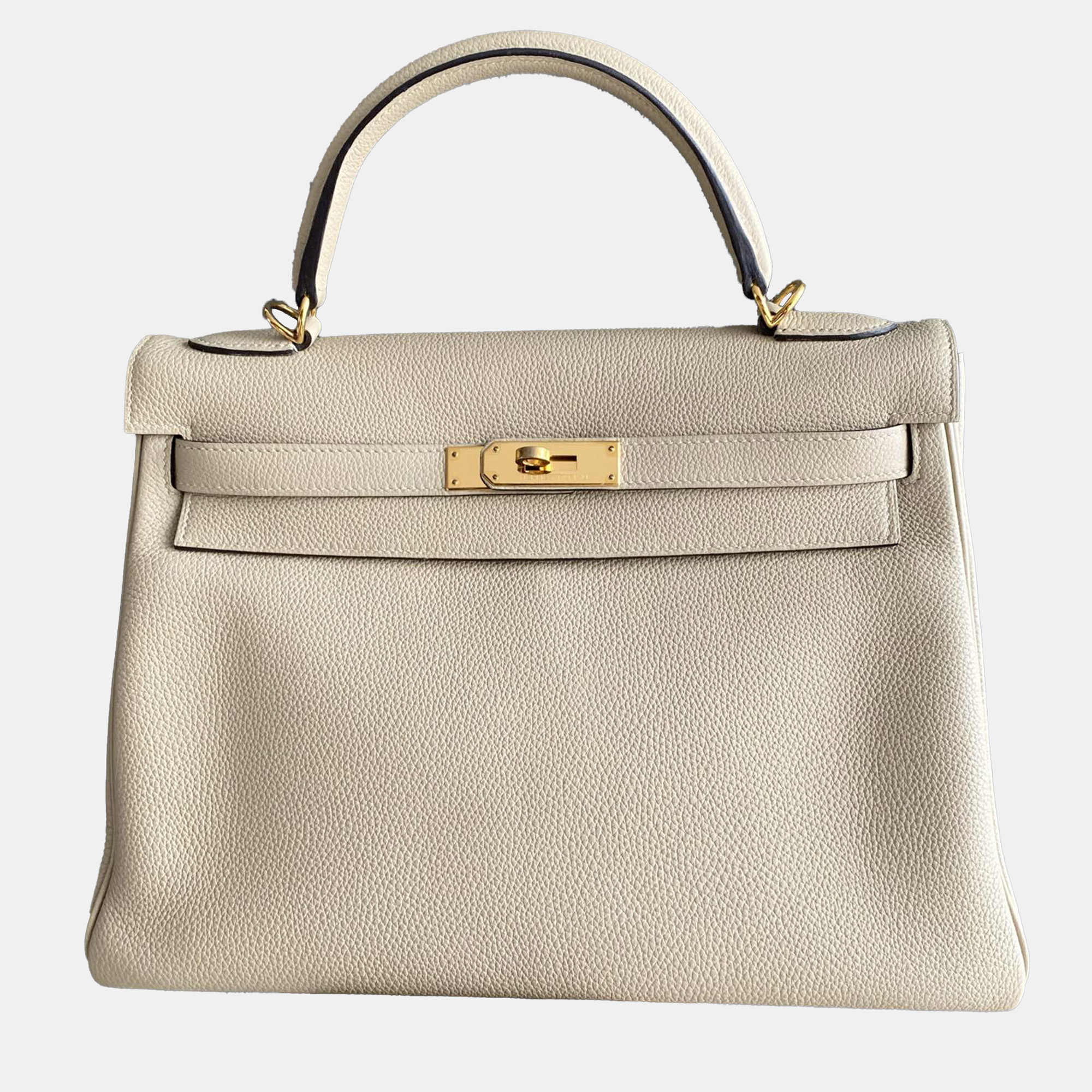 

Hermes Beige Leather Kelly Retourne 32 Top Handle Bag