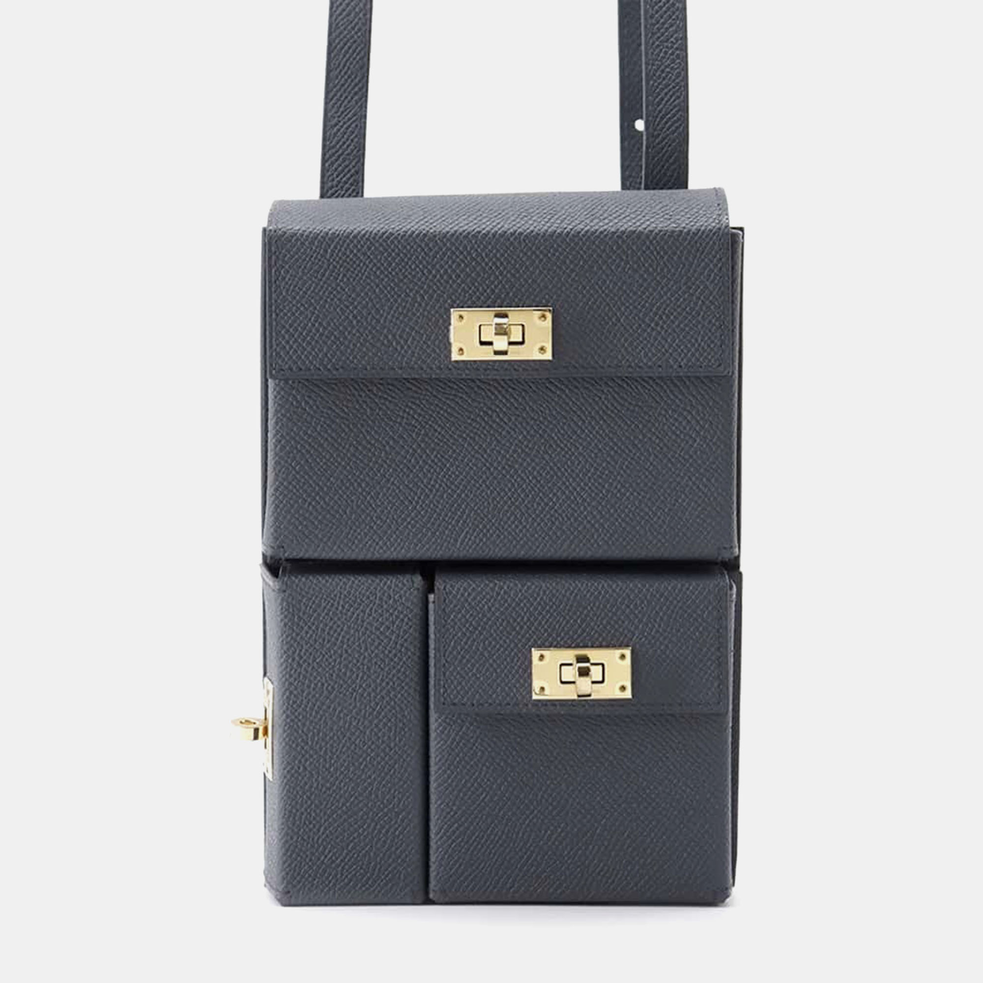 

Hermes Grimist Epsom Leather Multi Pocket Top Handle Bag, Black