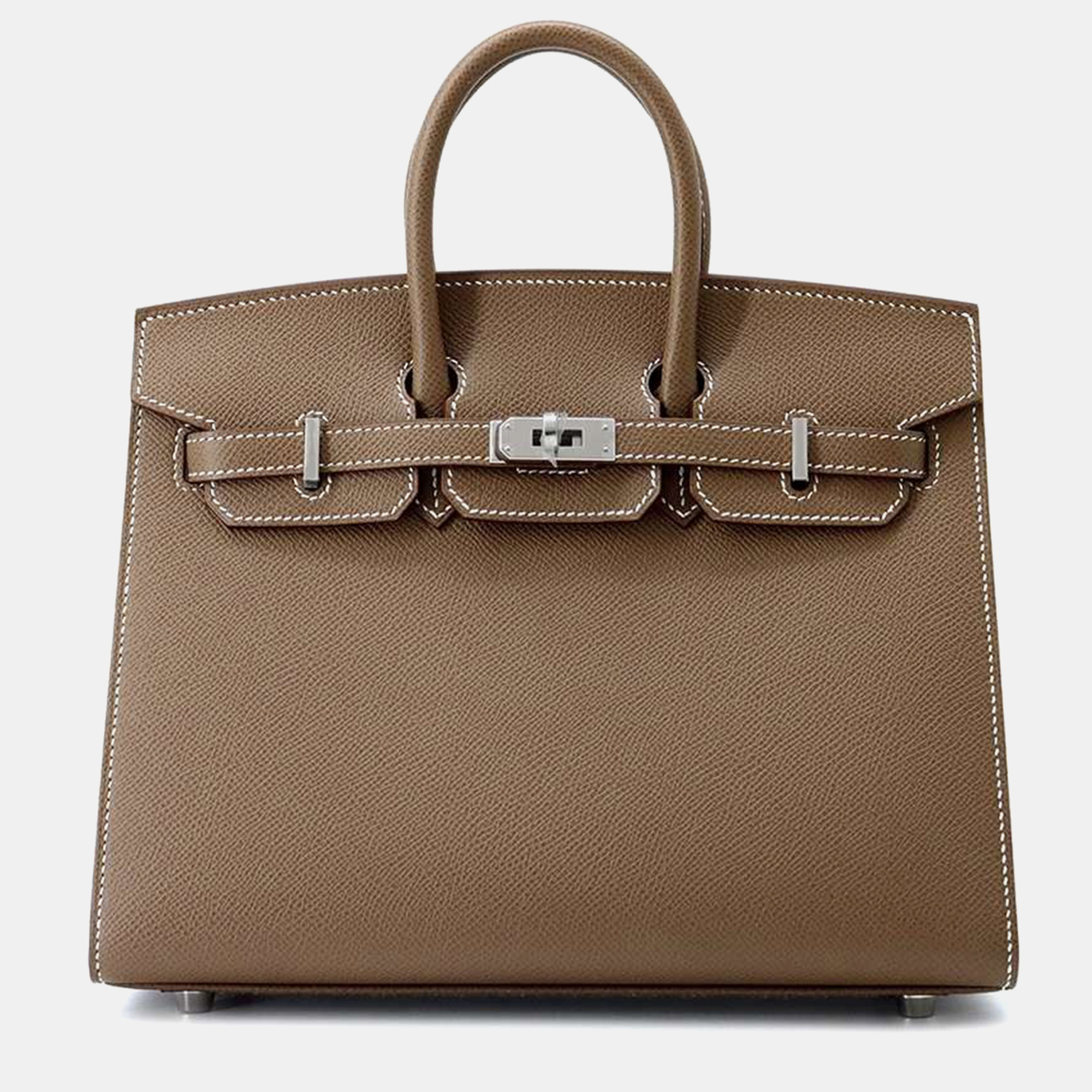 

Hermes Etoupe Epsom Leather Birkin 25 Tote Bag, Brown
