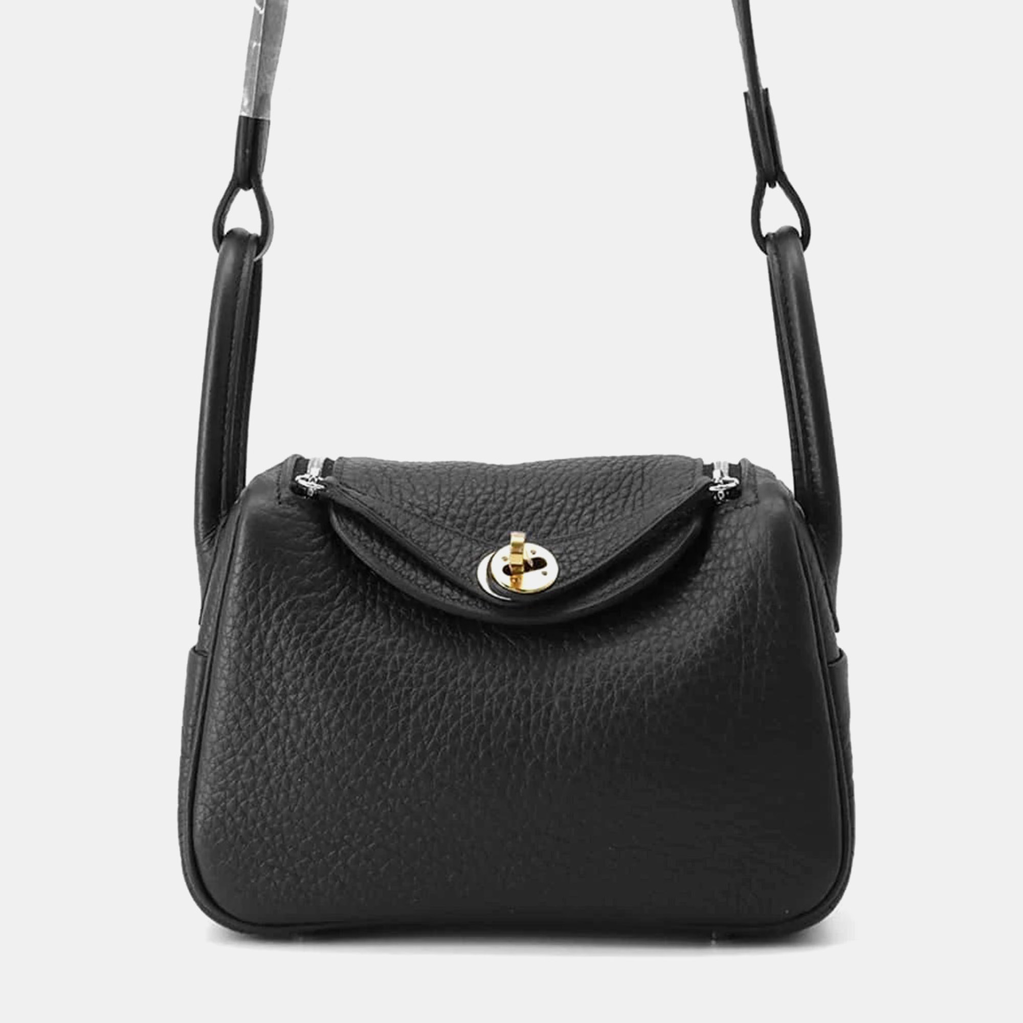 

Hermes Black Taurillon Clemence Leather Lindy Mini Shoulder Bag