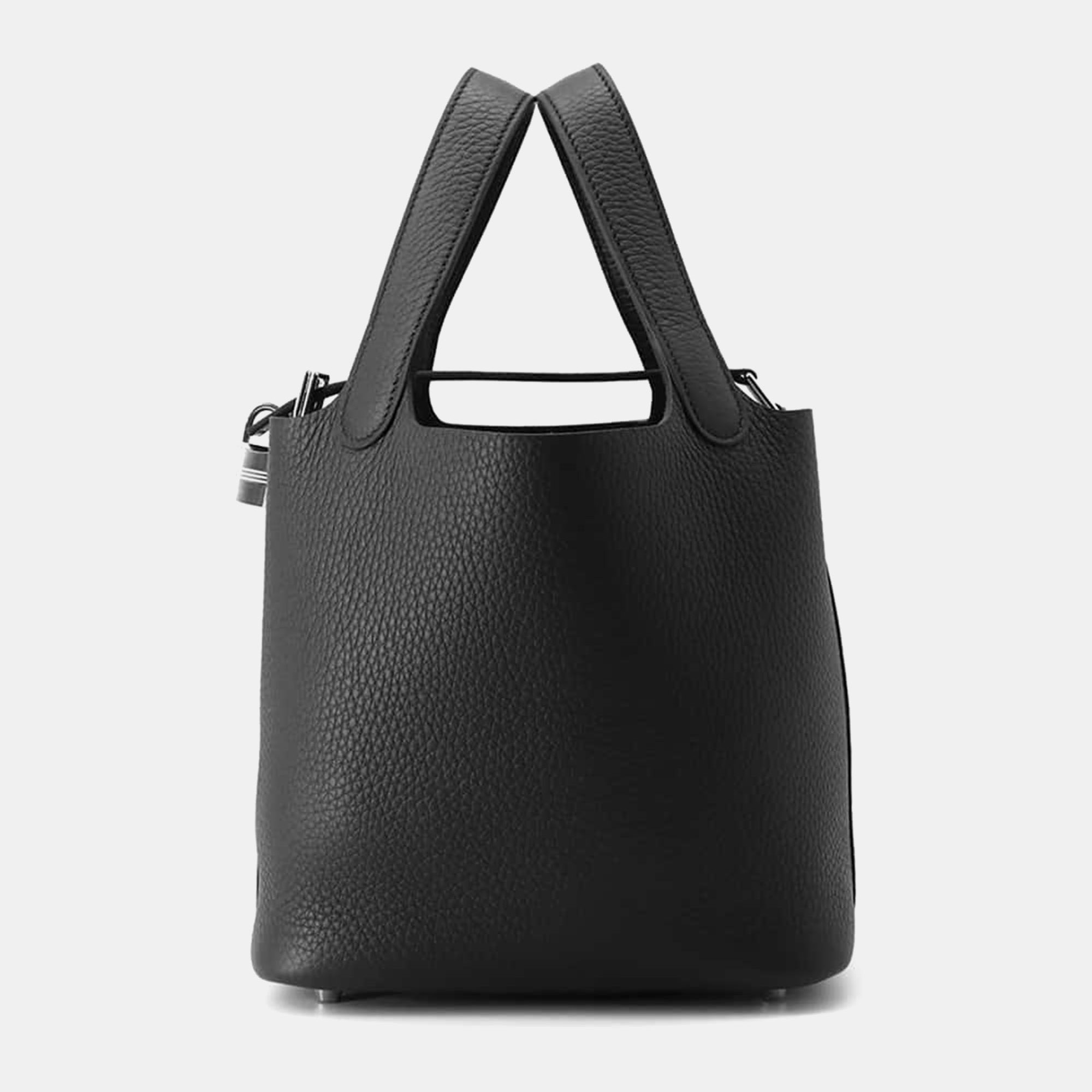 

Hermes Black Taurillon Clemence Leather Picotin Lock PM Bag
