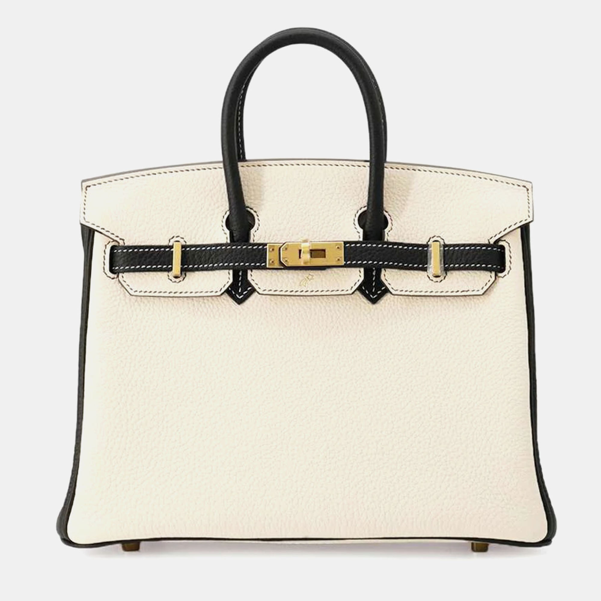 

Hermes Craie/Black Togo Leather Birkin Size