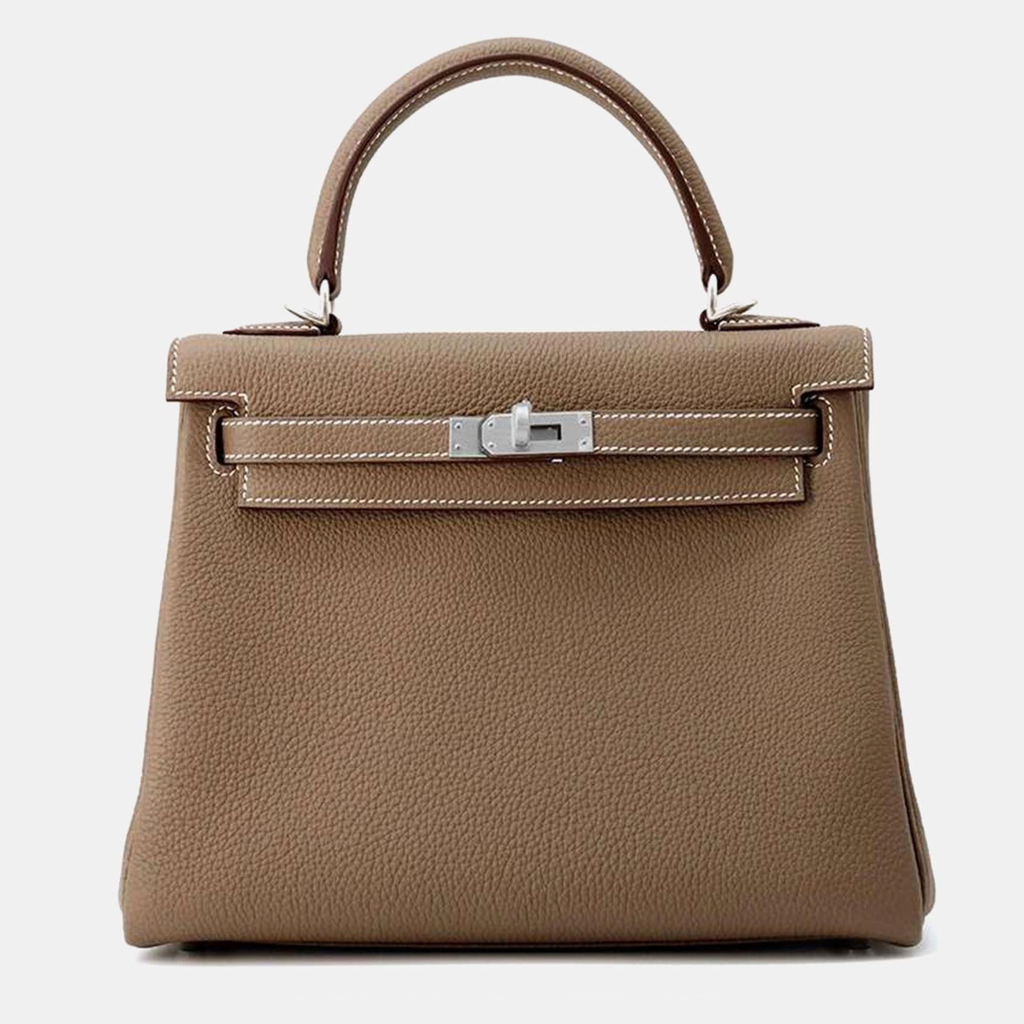 

Hermes Etoupe Togo Leather Kelly Retourne Size, Brown