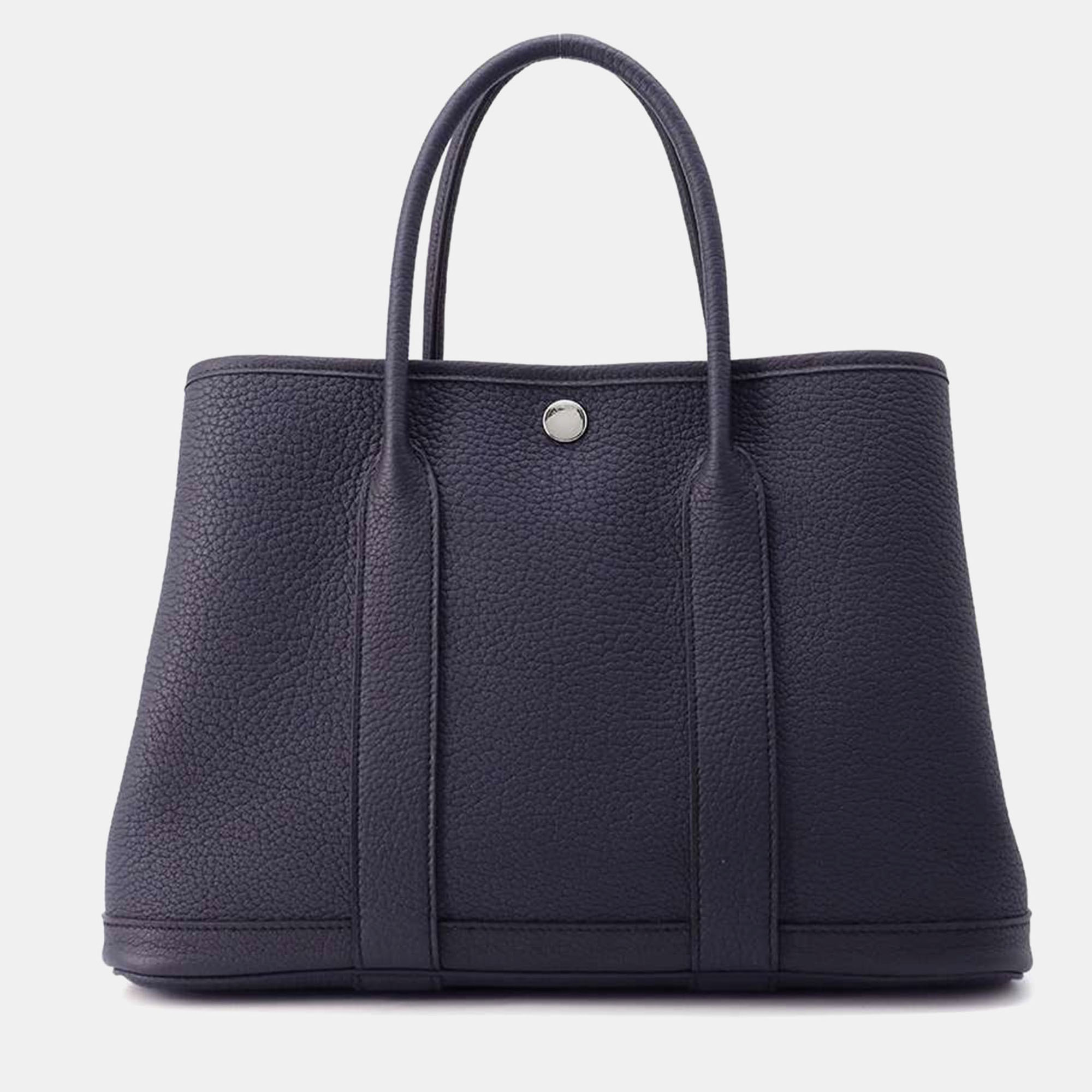 

Hermes Blue Indigo Negonda Leather Garden Party Size Tpm