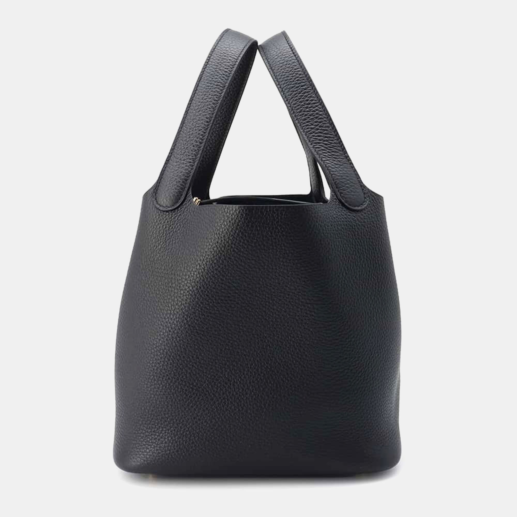 

Hermes Black Taurillon Clemence Picotin Lock MM